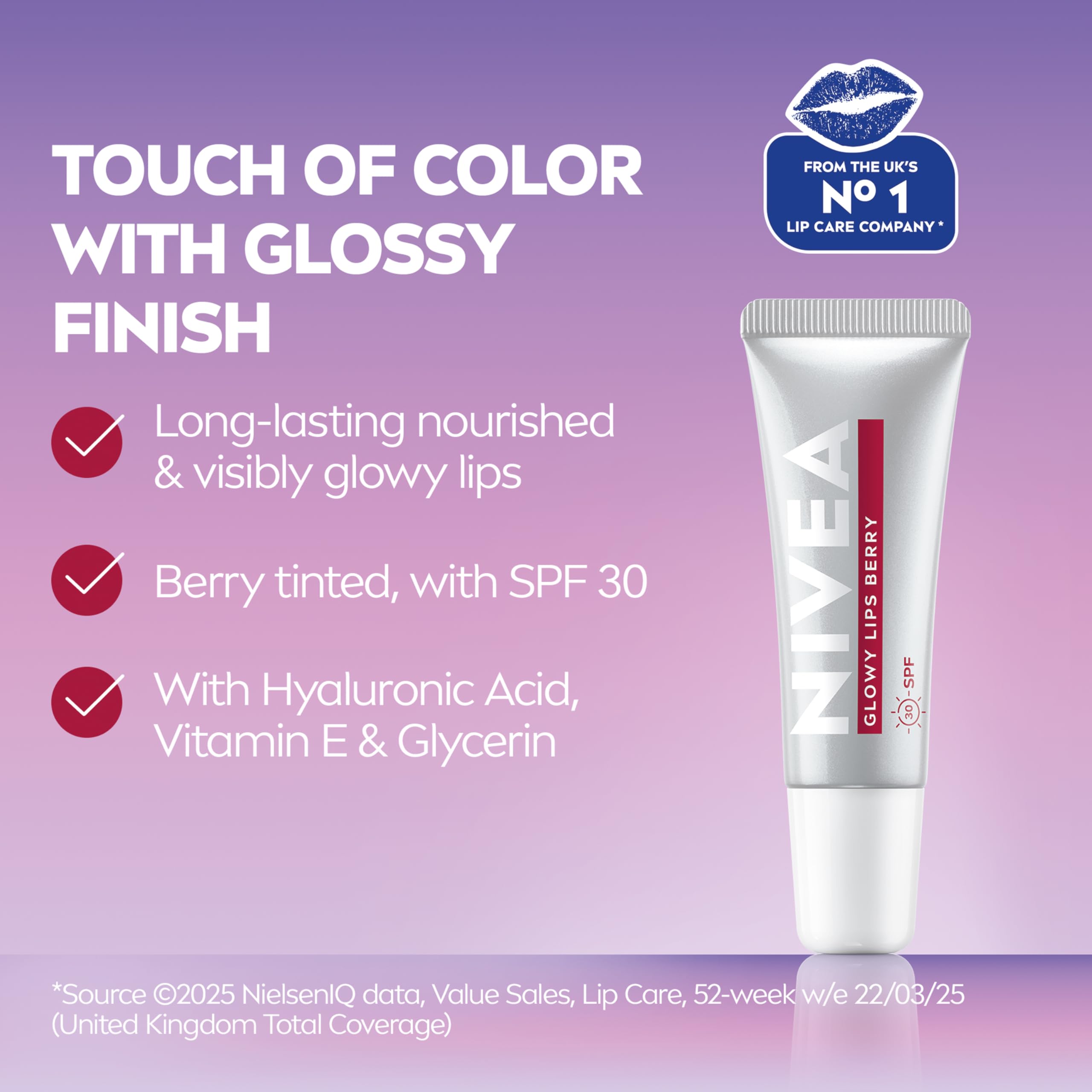 NIVEA Lip Hyaluron Glowy Lips Tube Berry (10ml) with SPF 30 3