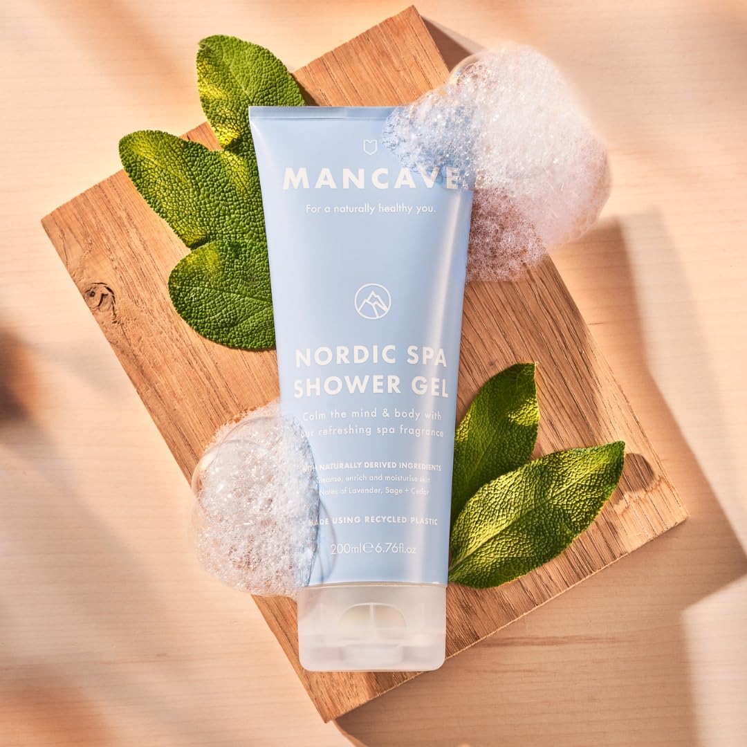 ManCave Nordic Spa Shower Gel for Men - Vegan, Natural Ingredients with Lavender & Cedar 3