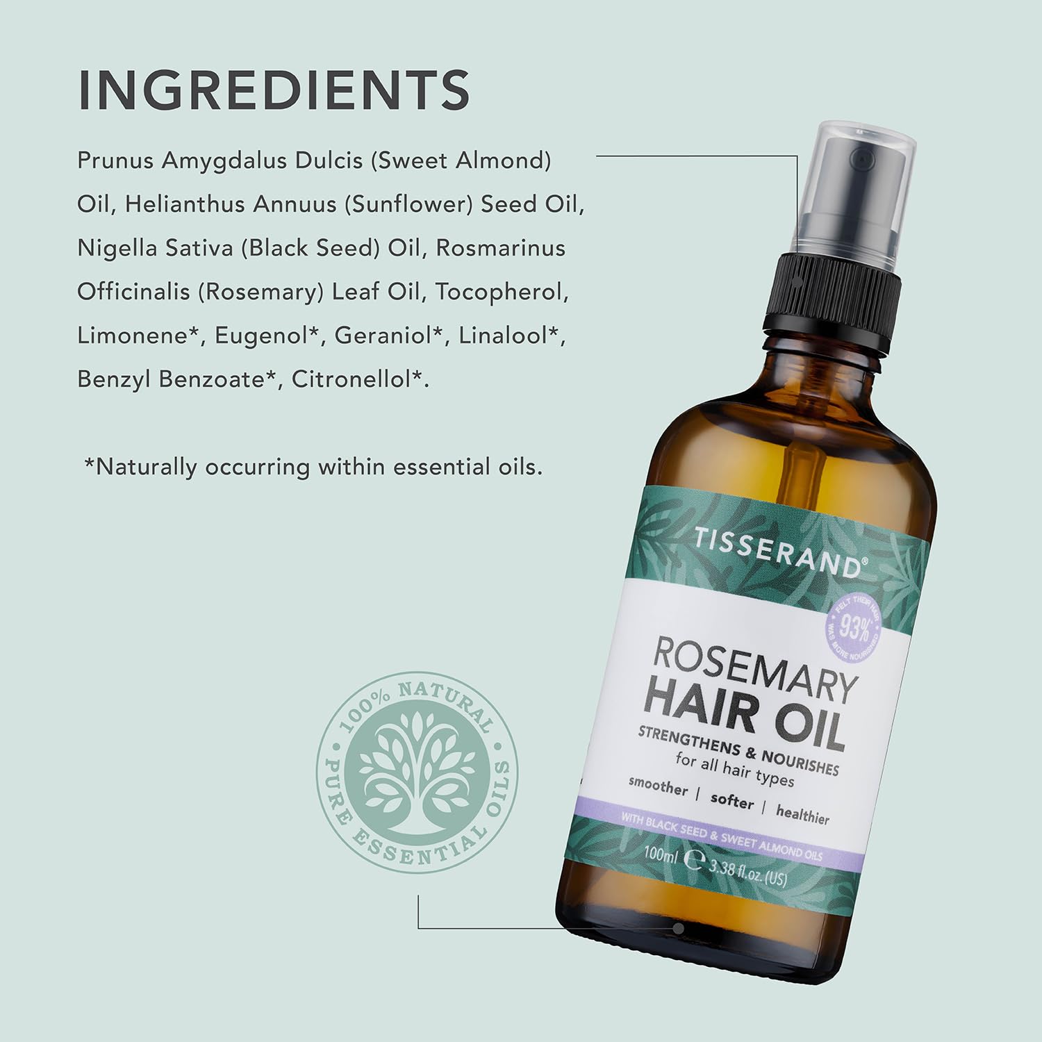 Tisserand Natural Pure Rosemary Hair Oil Spray for Hair Growth and Thicker Hair 6