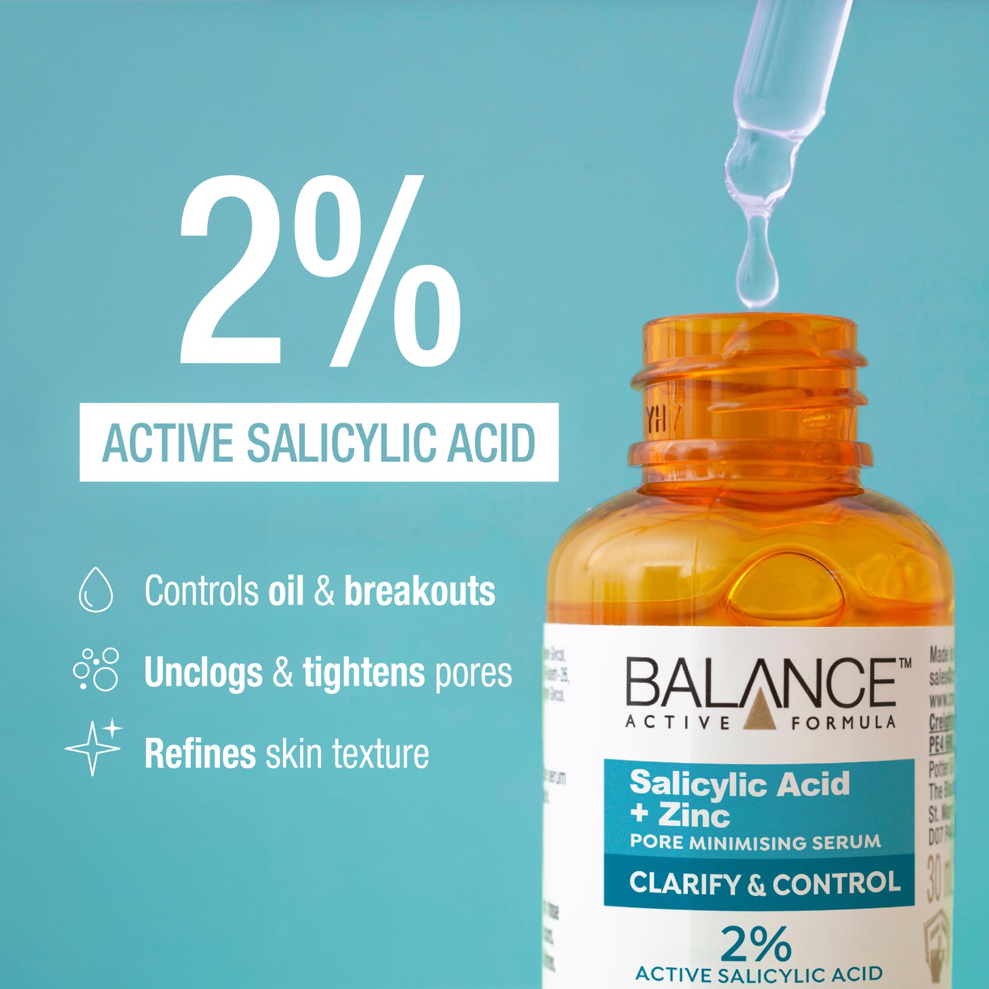 Balance Active Formula Serum mit Salicylsäure und Zink zur Porenverfeinerung bei Unreinheiten, verfeinerten Poren und regulierender Talgproduktion – 30 ml 5