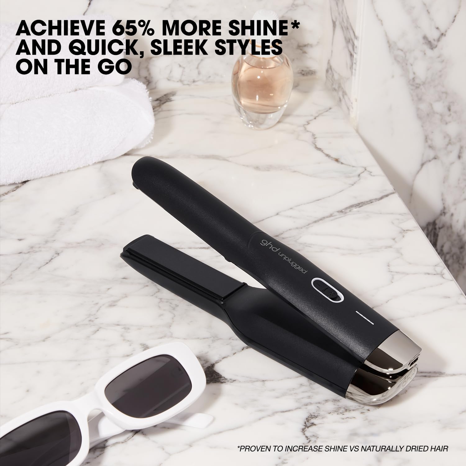 ghd Unplugged Cordless Hair Straightener, Black, On The Go Styling, 65% More Shine 9