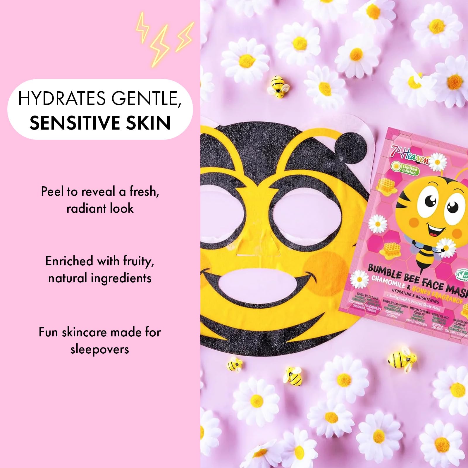 7th Heaven Limited Edition Bumble Bee Hydrating Sheet Mask with Honey & Chamomile 3