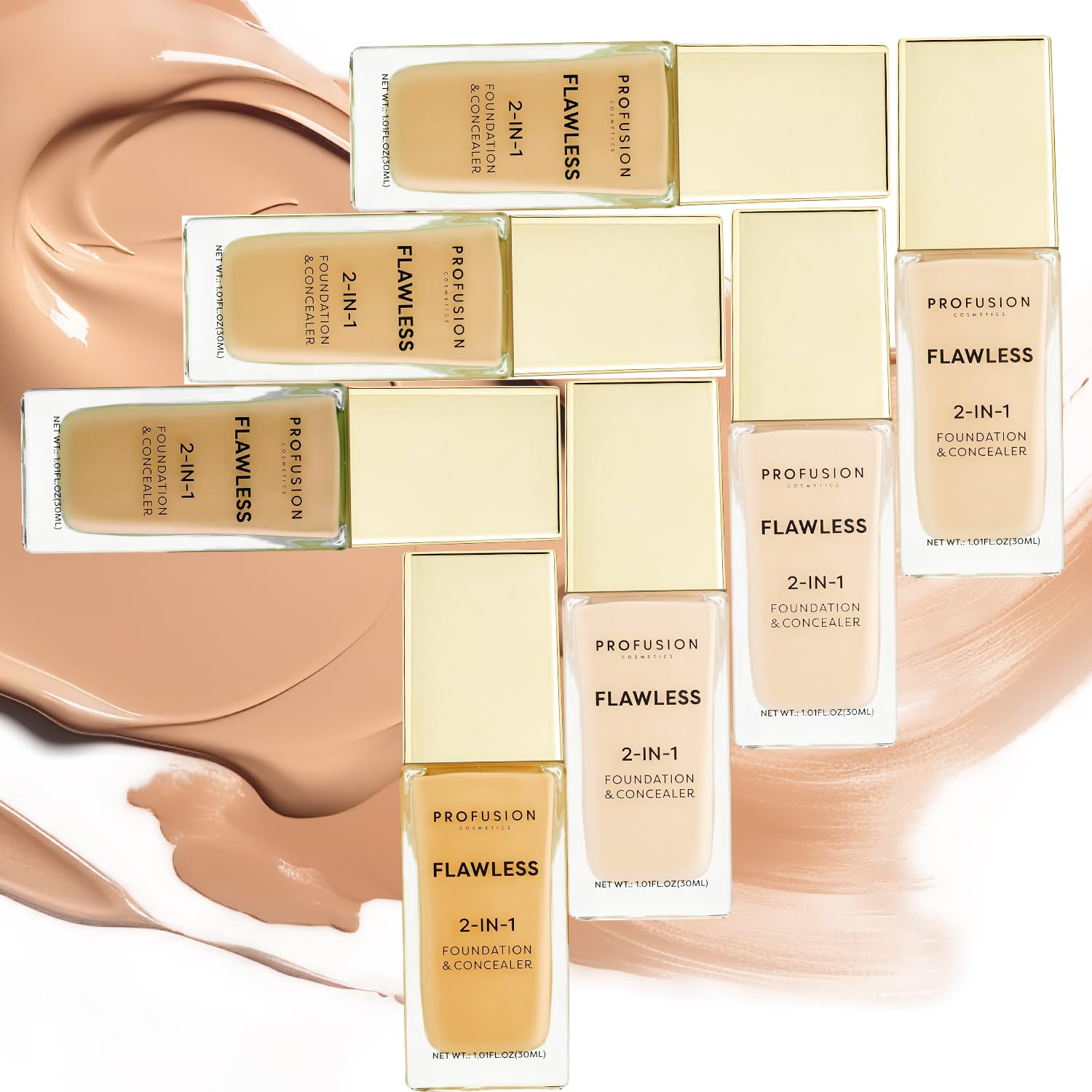 Profusion Cosmetics 2-in-1 Foundation und Concealer für helle Hauttöne, makellose, vollständige Deckkraft und mattes Finish – die praktische Lösung für einen gepflegten Teint – Fair Ivory 4