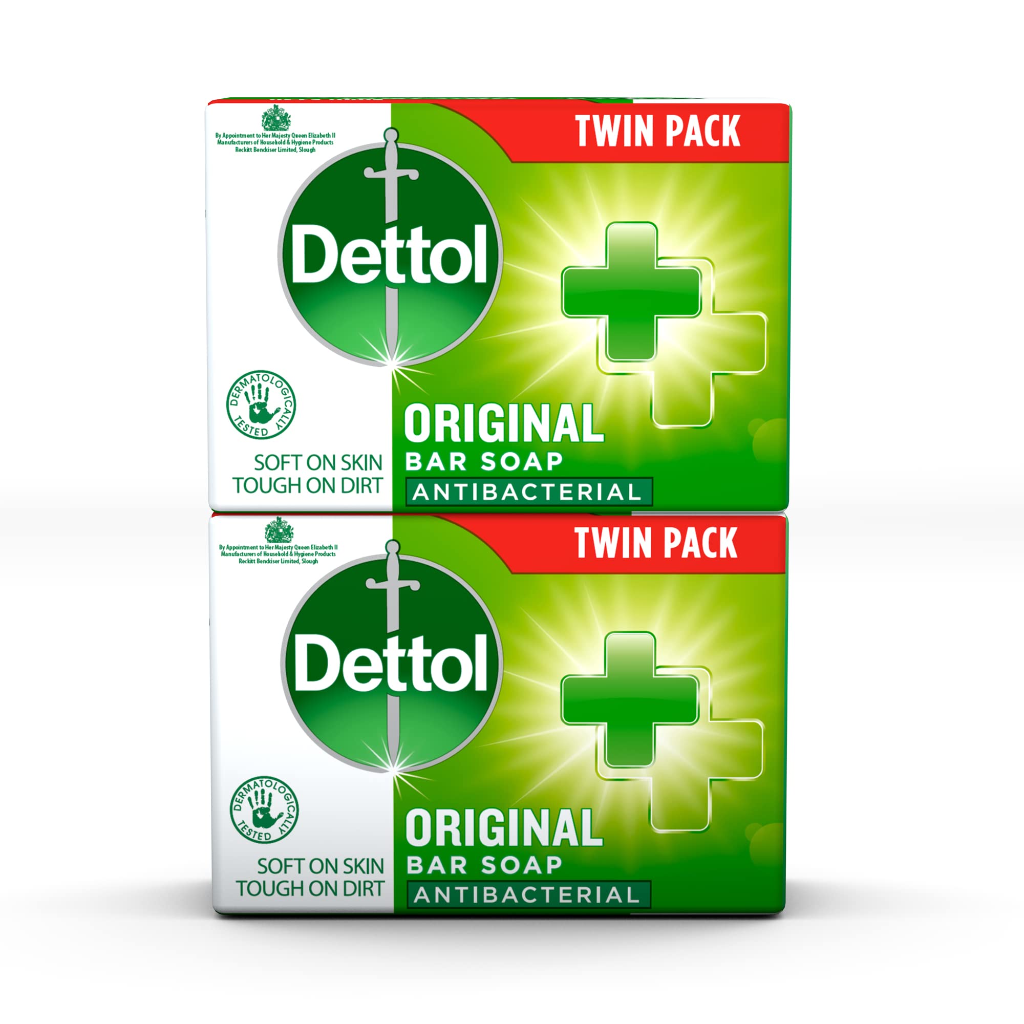 Dettol Original Bar Soap Anti-Bacterial Cleanser, Pack of 2 x 100g