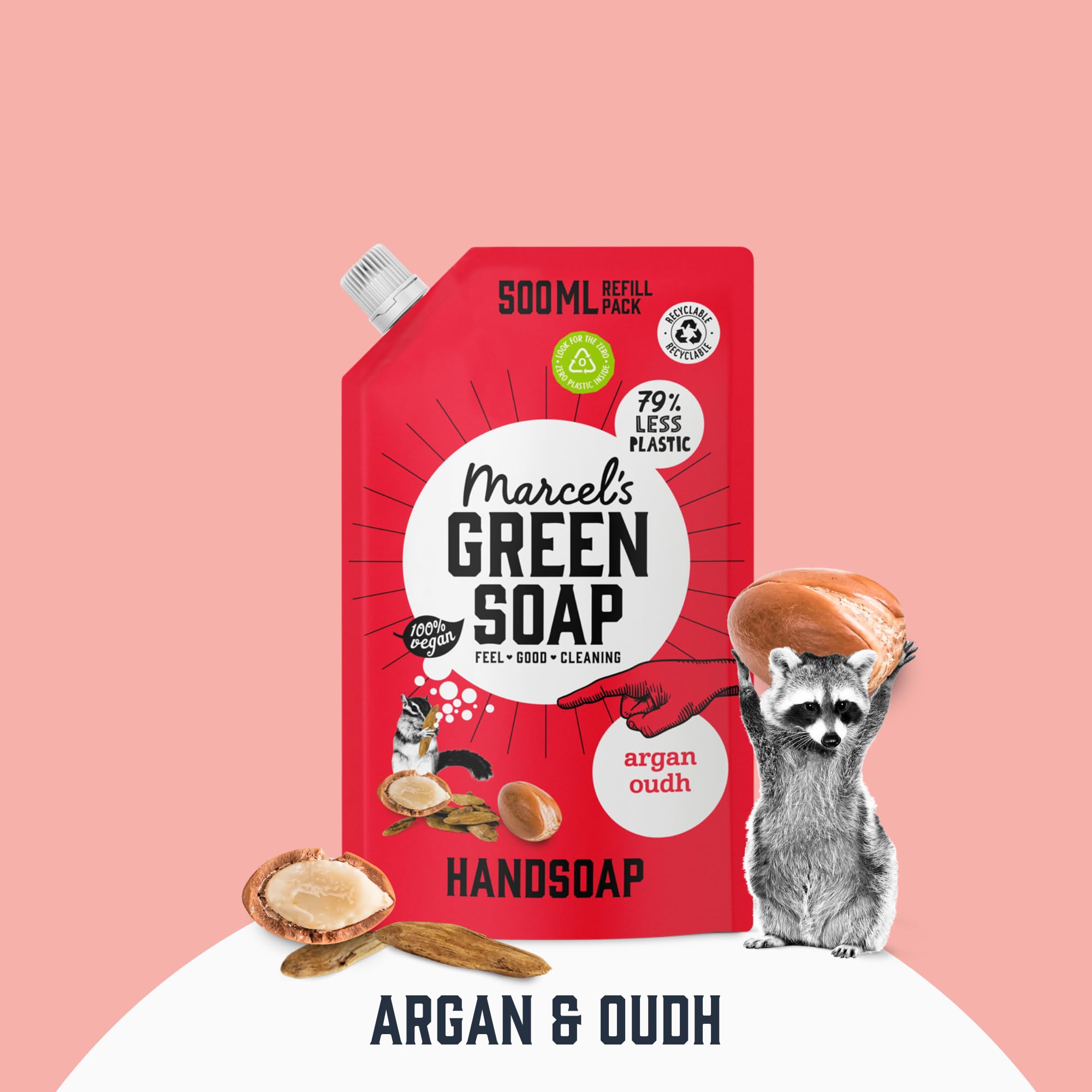 Marcel's Green Soap Argan & Oudh Hand Soap Refill Pack - 97% Biodegradable 7