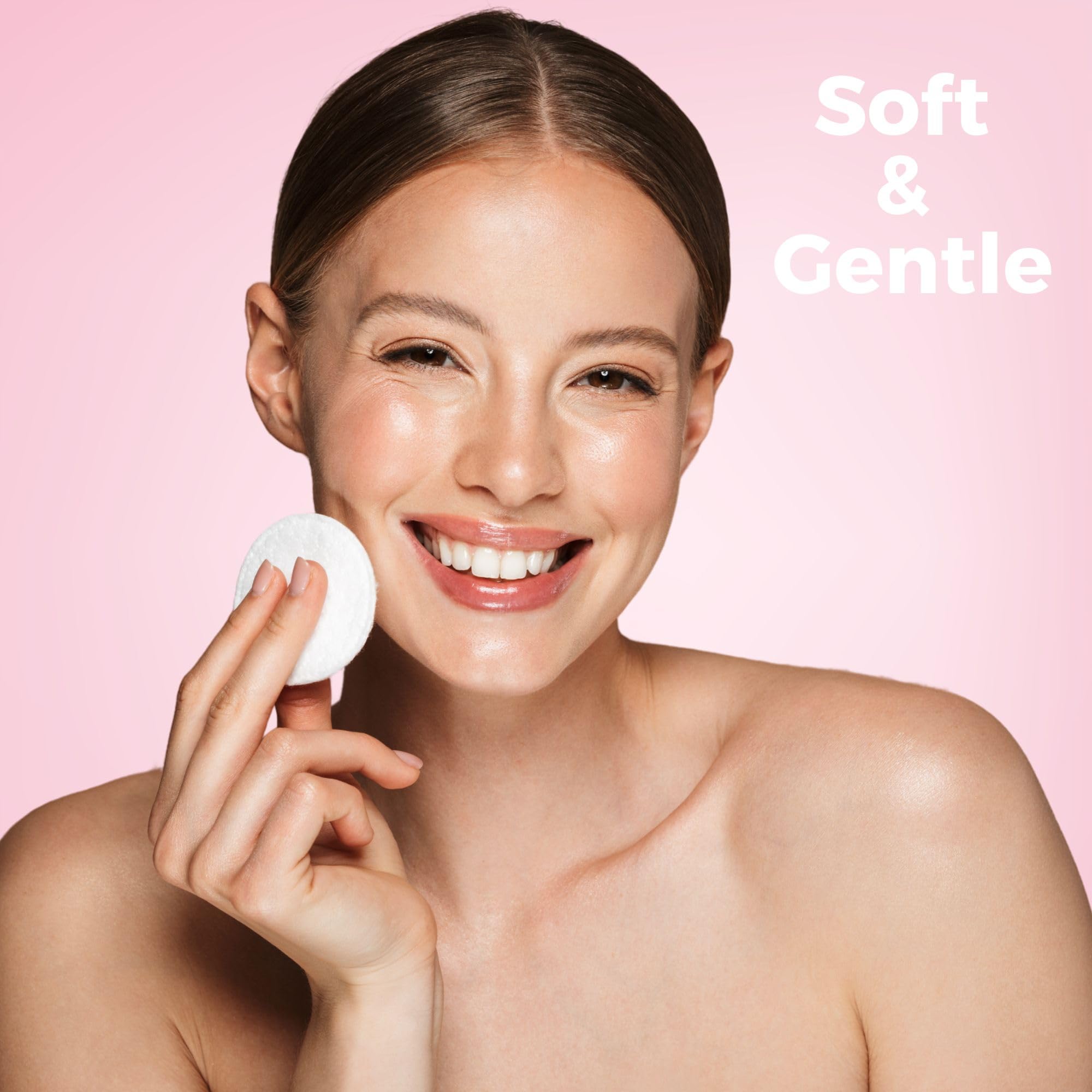 Pretty Cotton Wool Cosmetic Pads, Round, 80 Pack - Soft, Absorbent, and Strong