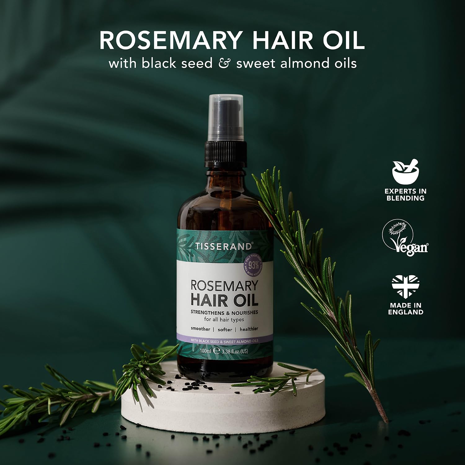 Tisserand Natural Pure Rosemary Hair Oil Spray for Hair Growth and Thicker Hair 3