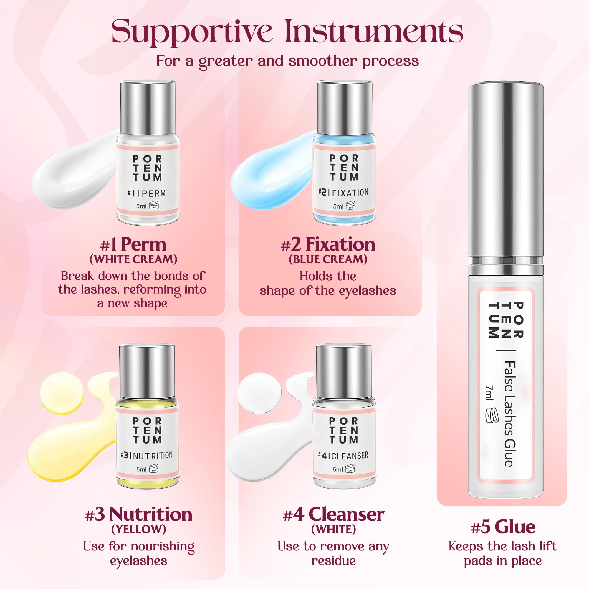 PORTENTUM 2024 Updated Eyelash Lift Kit for Professional Semi-Permanent Curls 3