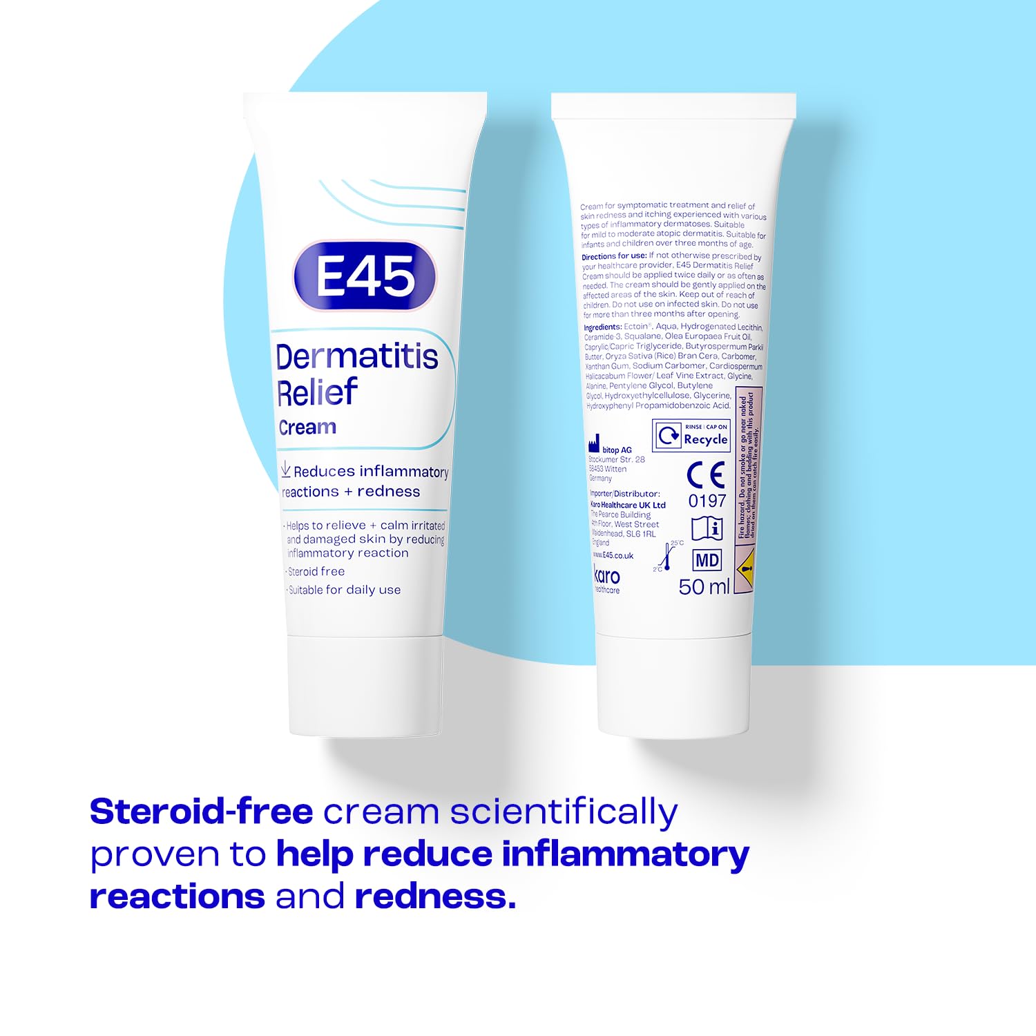 E45 Dermatitis Cream 50 ml for Symptomatic Relief of Redness and Itching