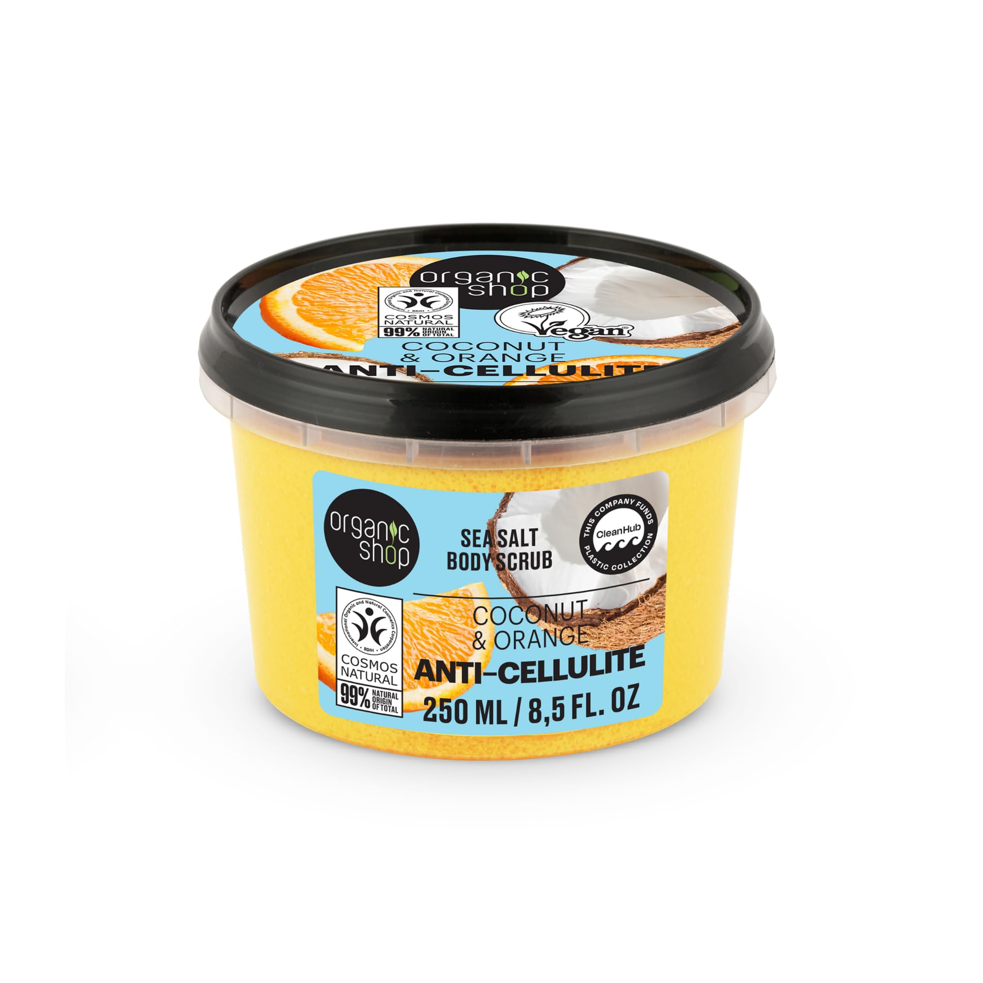 Organic Shop Anti-Cellulite Body Sea Salt Scrub with Coconut & Orange Oil 250ml