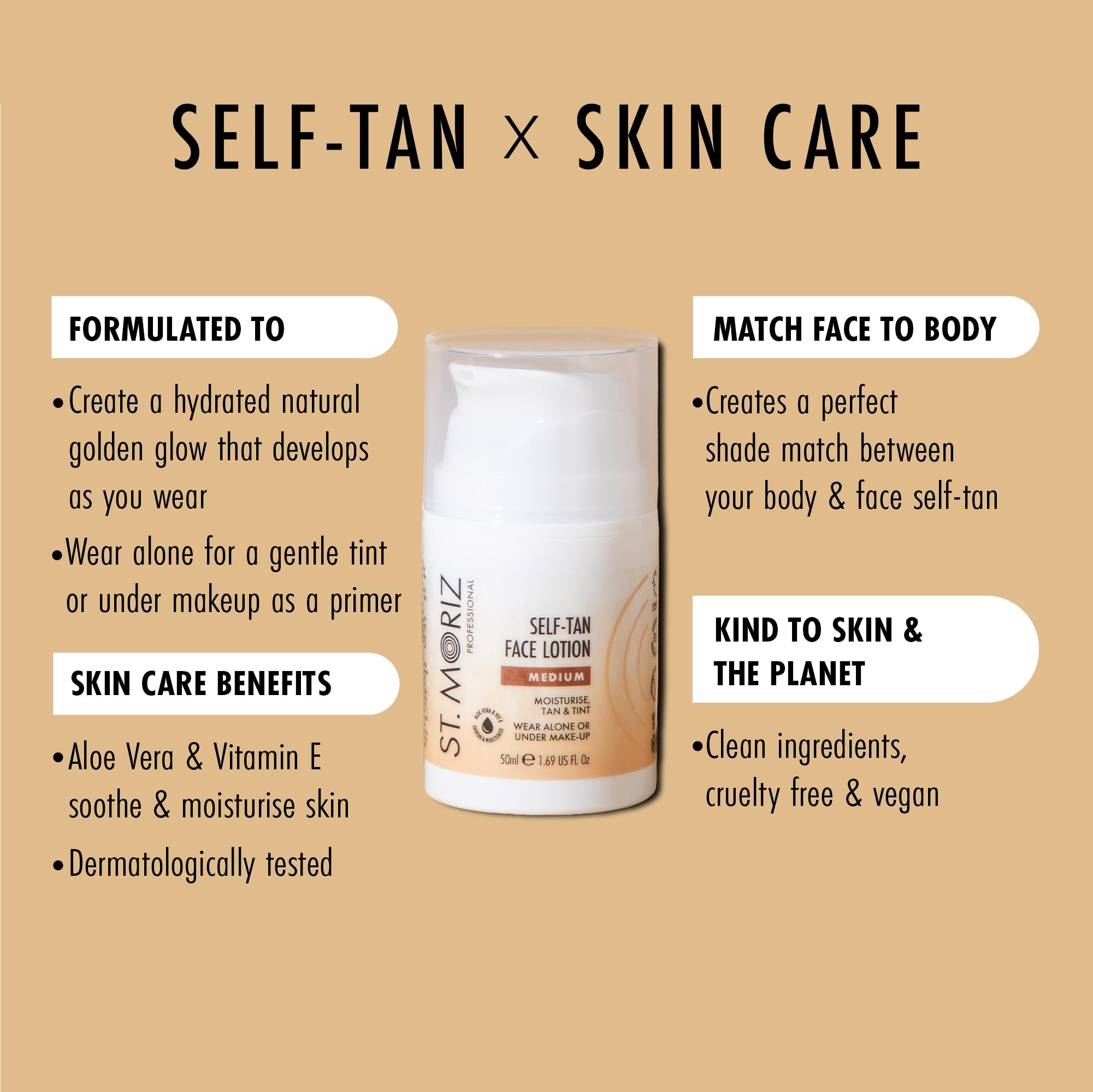 ST. MORIZ Professional Medium Self-Tan Face Lotion with Aloe Vera & Vitamin E