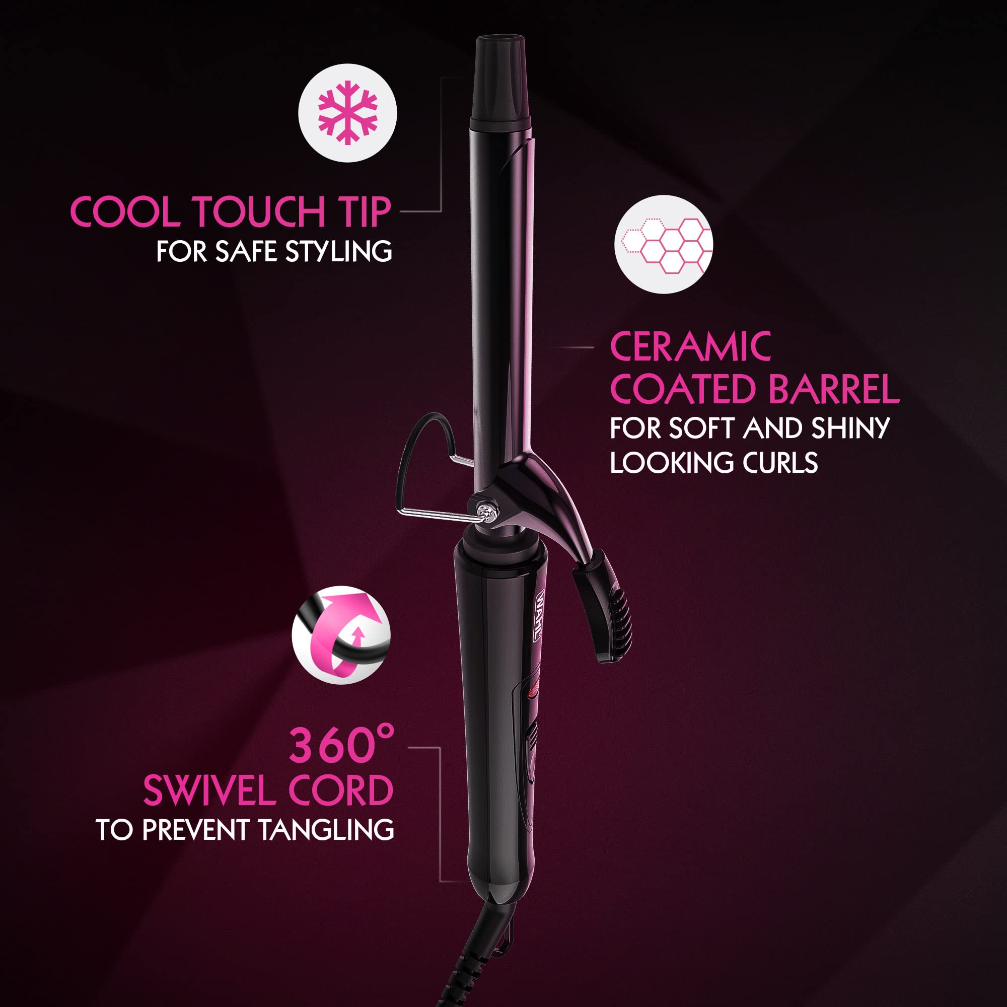 Wahl Ceramic 25mm Curling Tong for Shiny Curls and Bouncy Volume