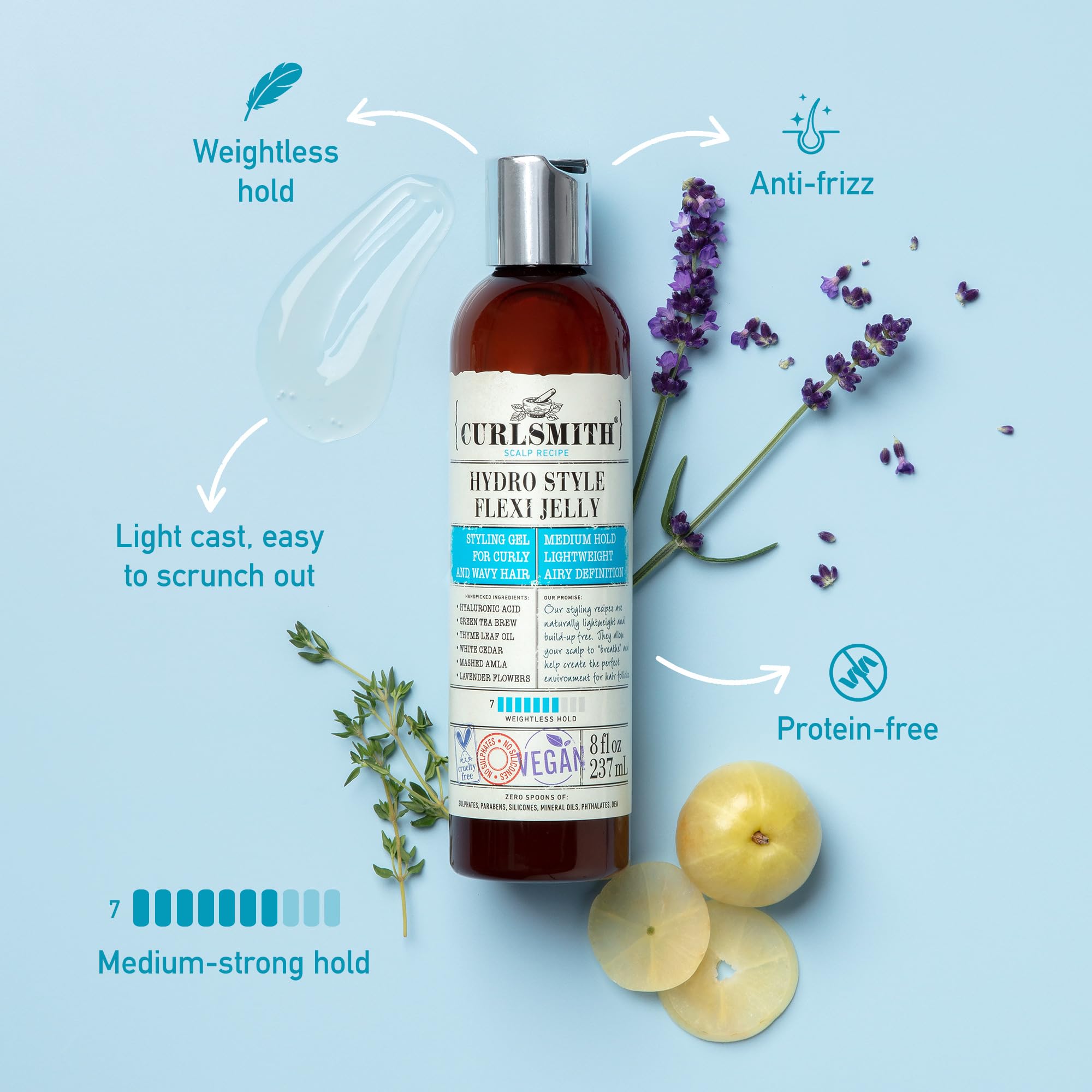 CURLSMITH Hydro Style Flexi-Jelly - Vegan Defining Gel for Wavy, Curly Hair