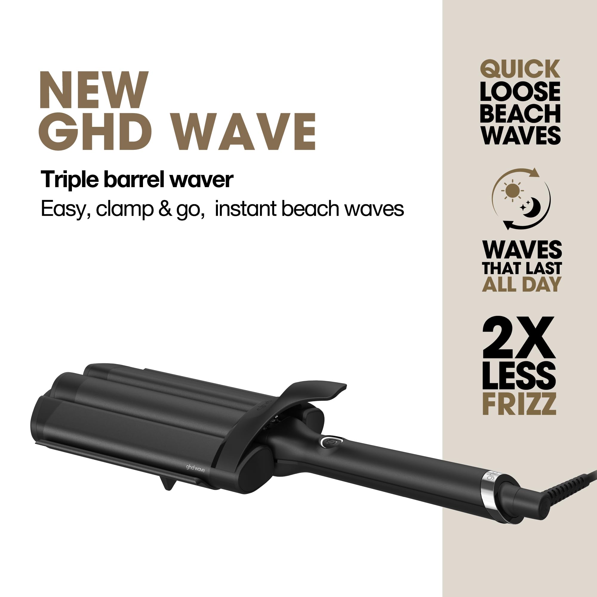 ghd Wave Triple Barrel Waver in Black for Quick, Loose Beach Waves 3