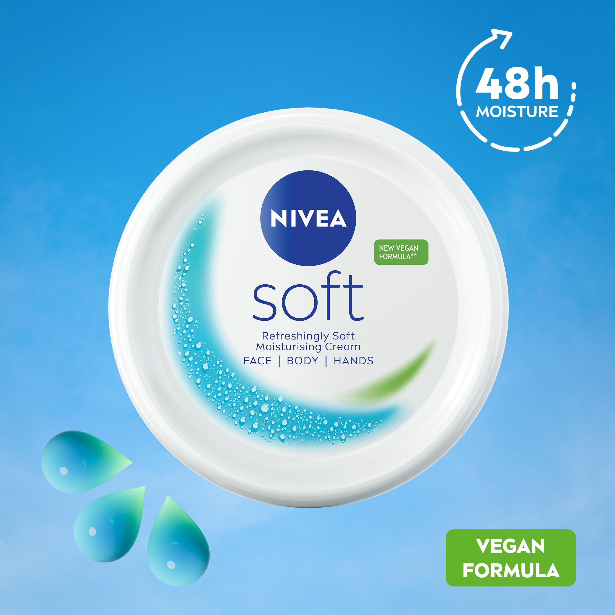 NIVEA Soft Moisturising Cream for Face, Body & Hands - 48H Hydration (200ml) 4