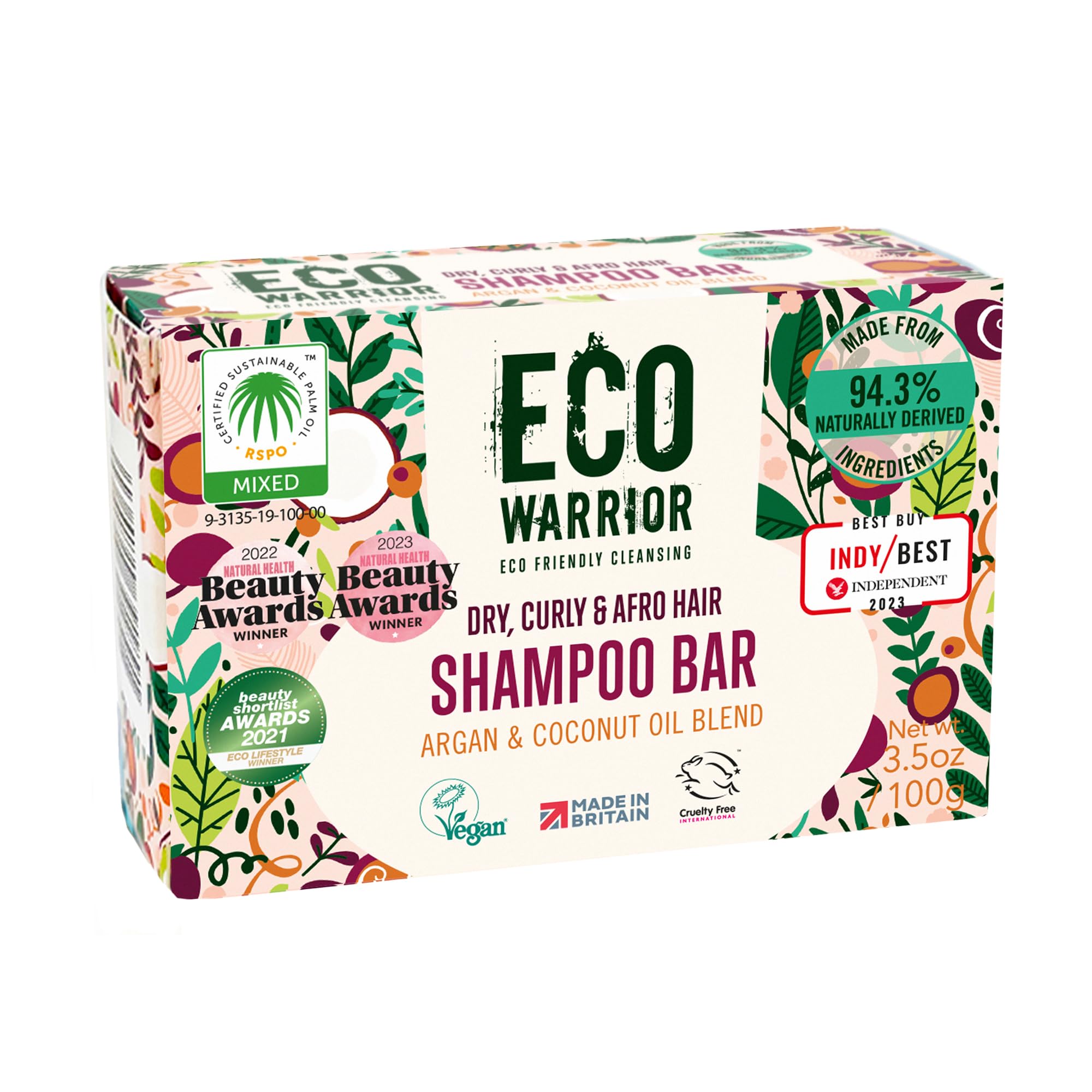 Eco Warrior Shampoo-Bar für trockenes Haar – Vegan, tierversuchsfrei, ohne SLS und Parabene, mit pflegendem Argan- und Kokosnussöl sowie Eibischextrakt für weiches, trockenes Haar, Little Soap Company, 100 g 1