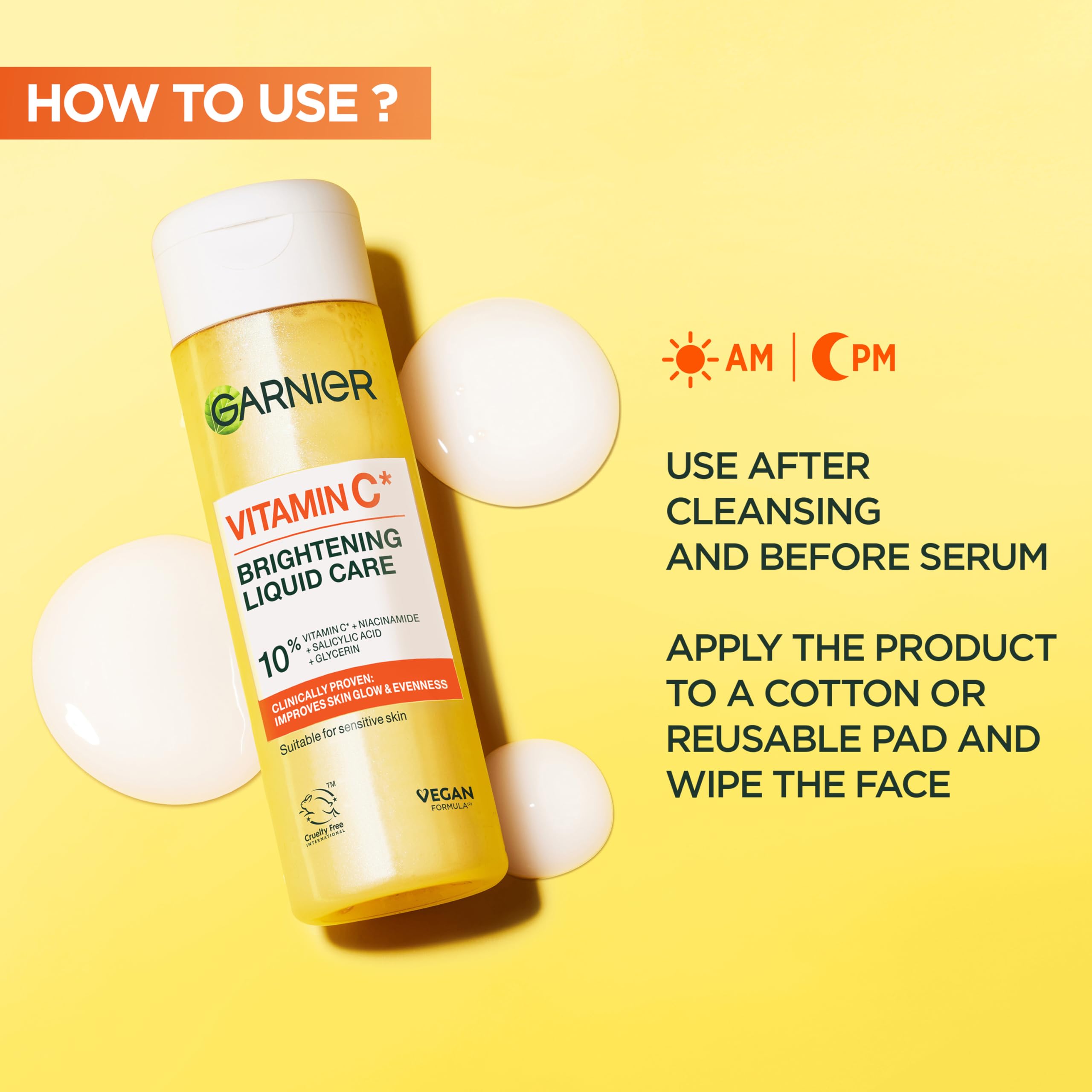 Garnier Vitamin C Brightening Liquid Care with 10% Glycerin, Niacinamide & Salicylic Acid, 120ML 5