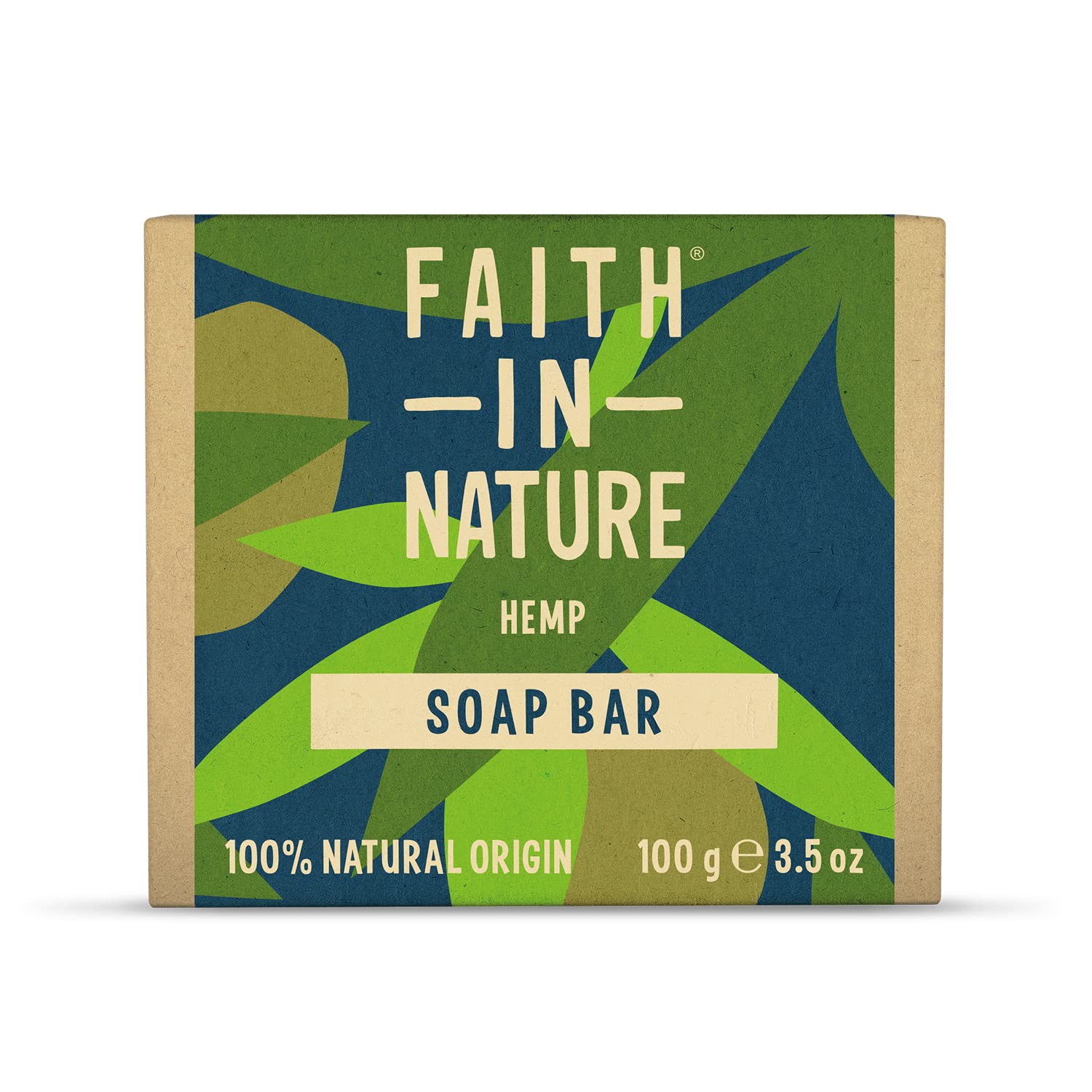 FAITH IN NATURE Natural Hemp & Green Tea Restoring Hand Soap Bar, Vegan, 100g