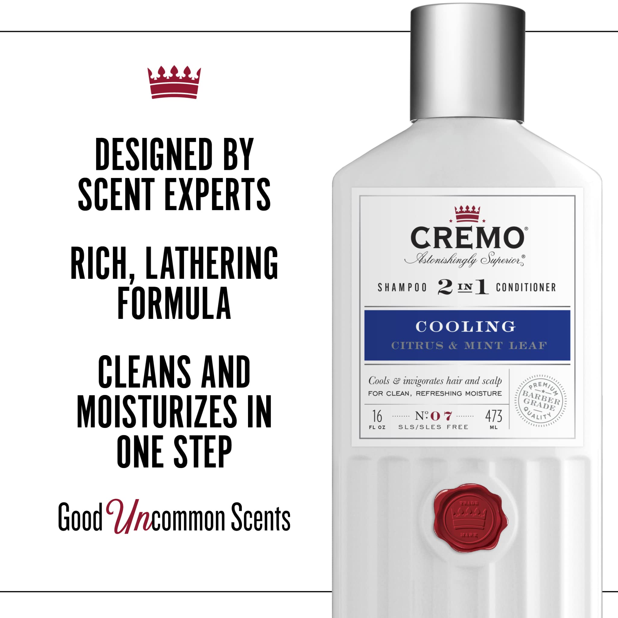 CREMO Barber Grade 2 in 1 Shampoo & Conditioner For Men - Cooling Citrus Scent 3