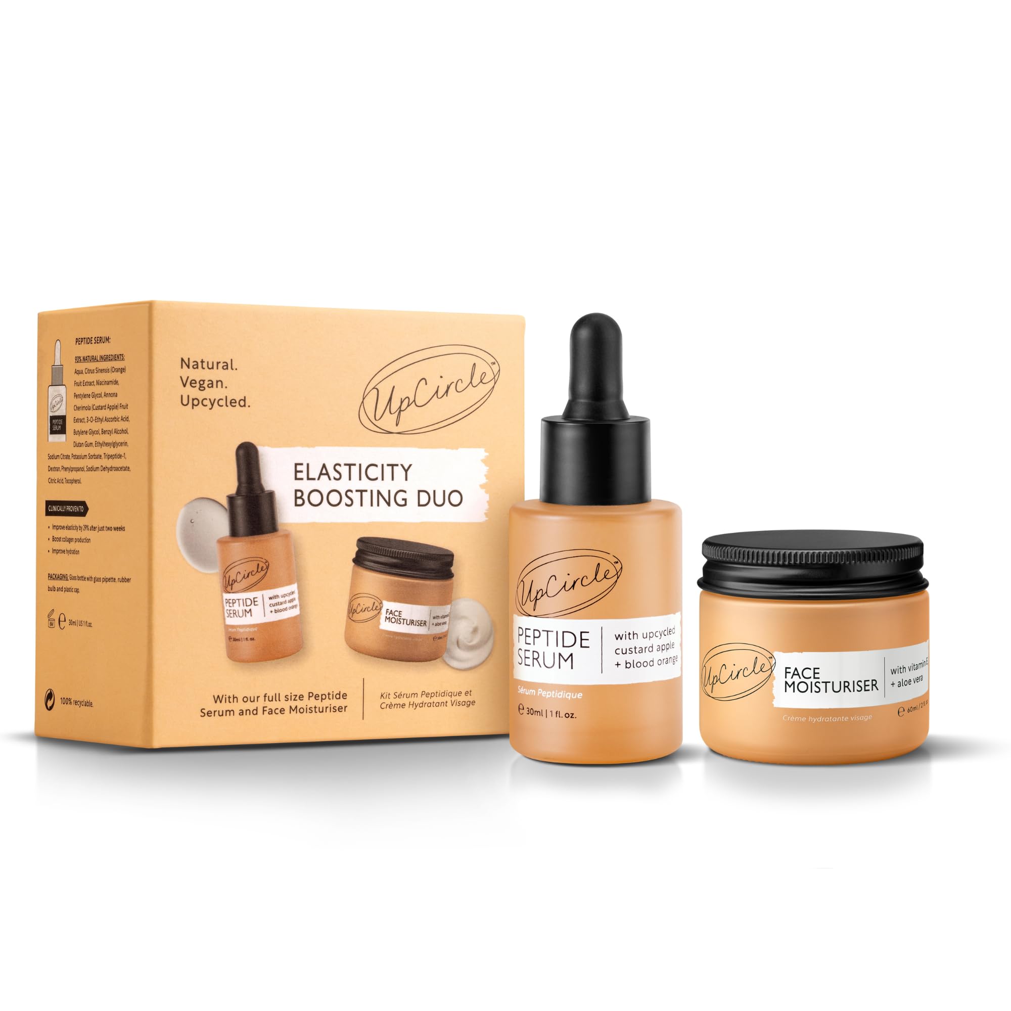 UpCircle Elasticity Boosting Duo: Peptide Serum & Face Moisturiser for Sensitive Skin