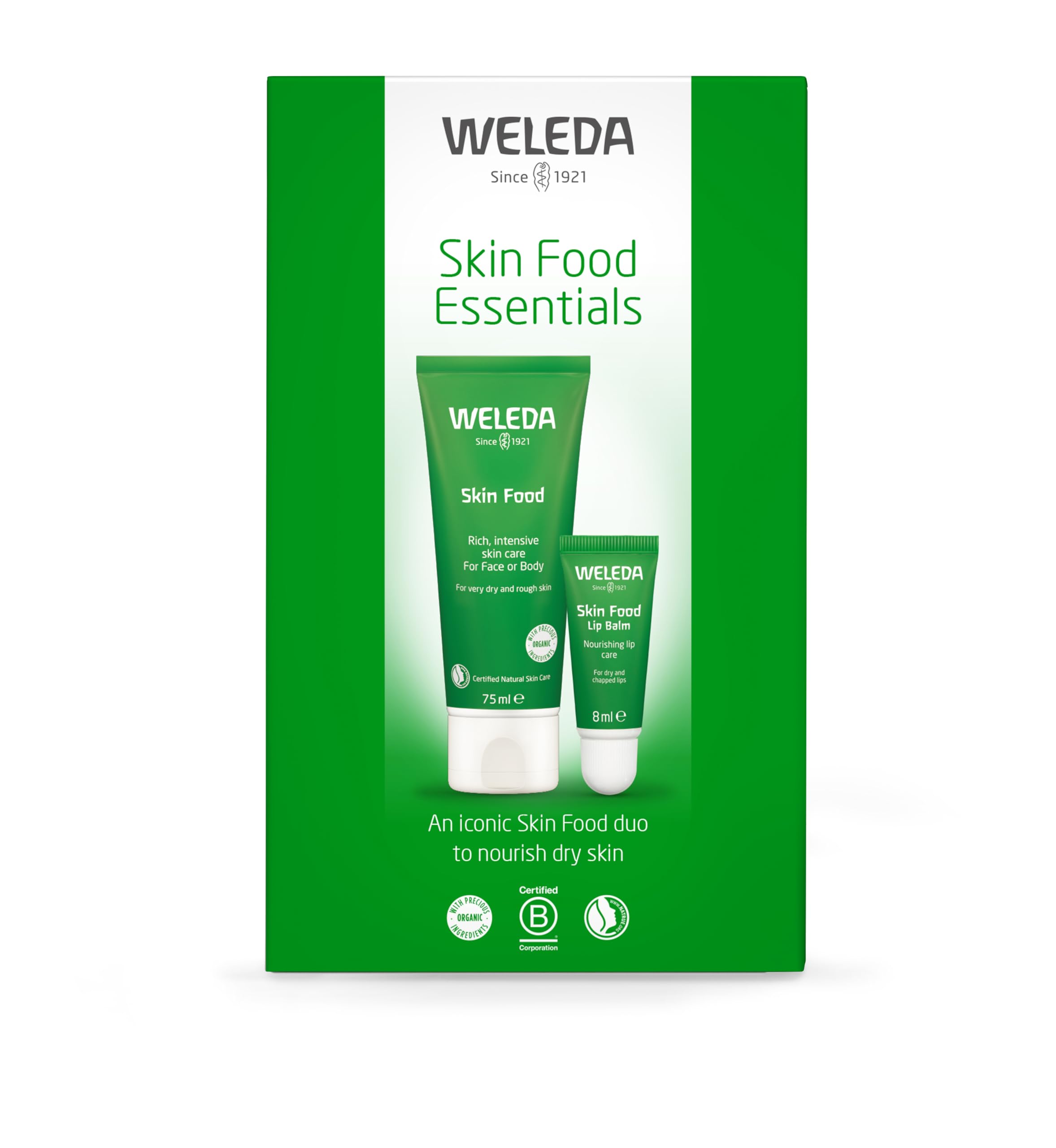 Weleda Skin Food Essentials Duo Pack: Original Moisturizer 75ml & Organic Lip Balm Gift Set
