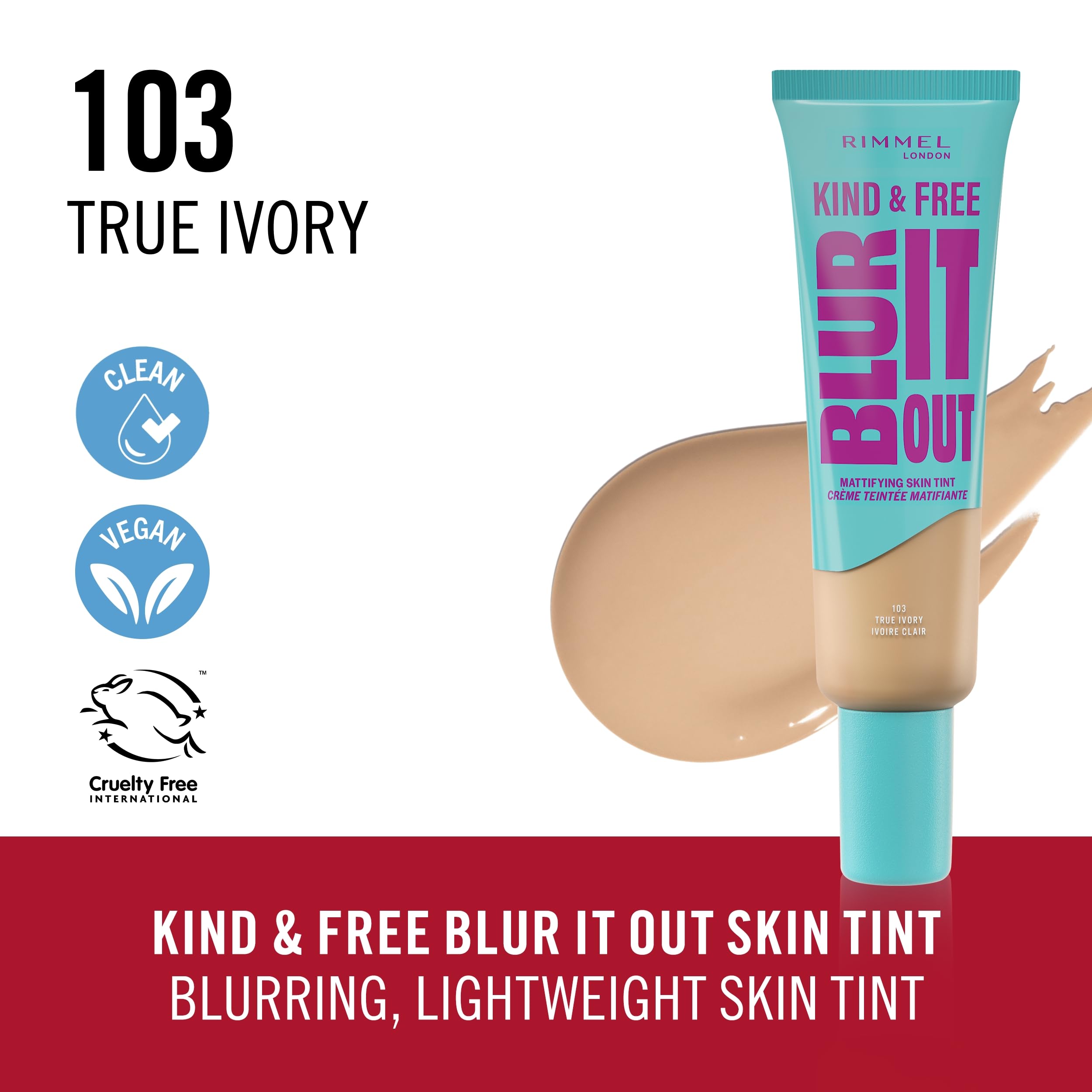Rimmel Kind & Free Blur It Out Mattifying Skin Tint SPF20 - 103 True Ivory Light