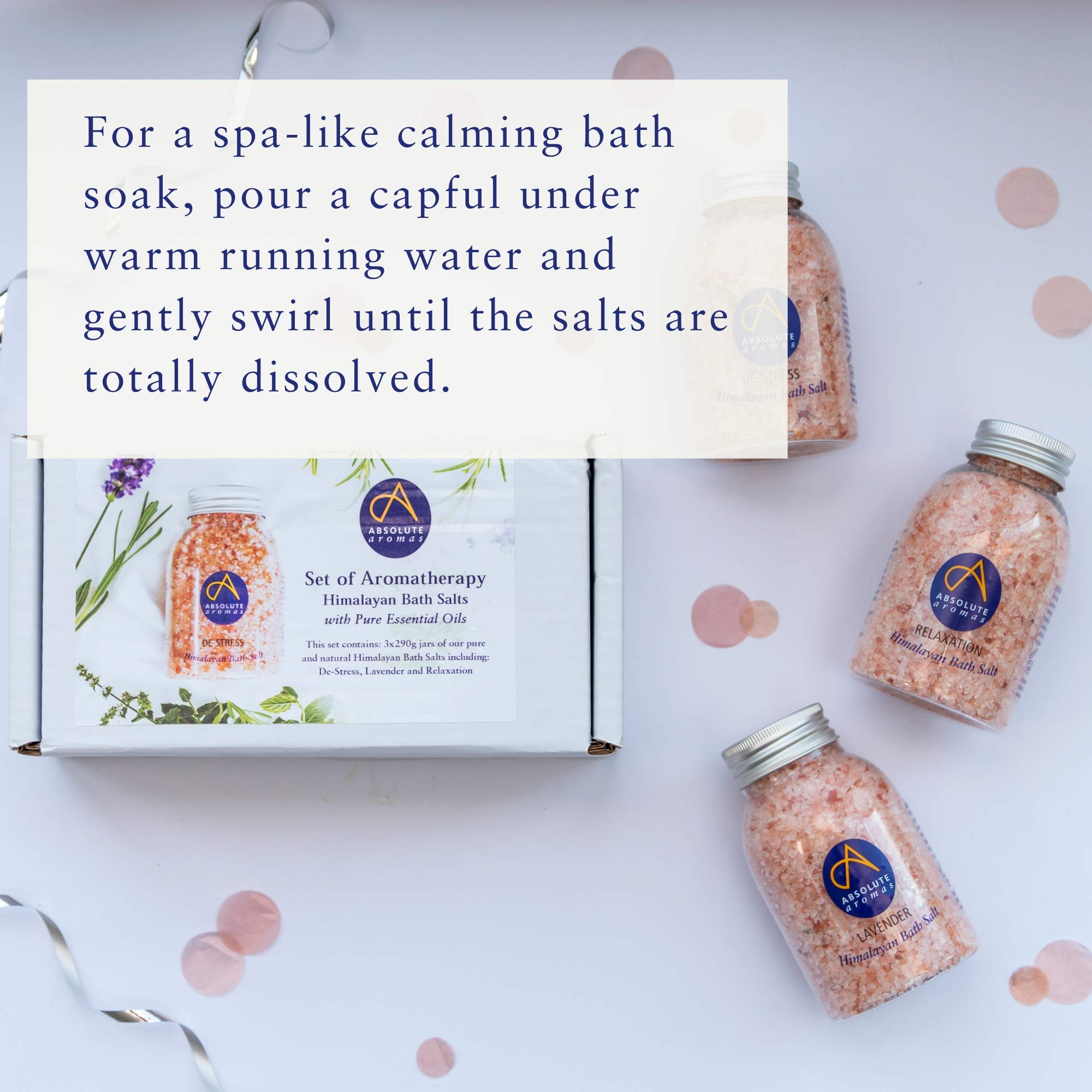 Absolute Aromas Pink Himalayan Bath Salts Set - Relaxation, Lavender & De-Stress 3