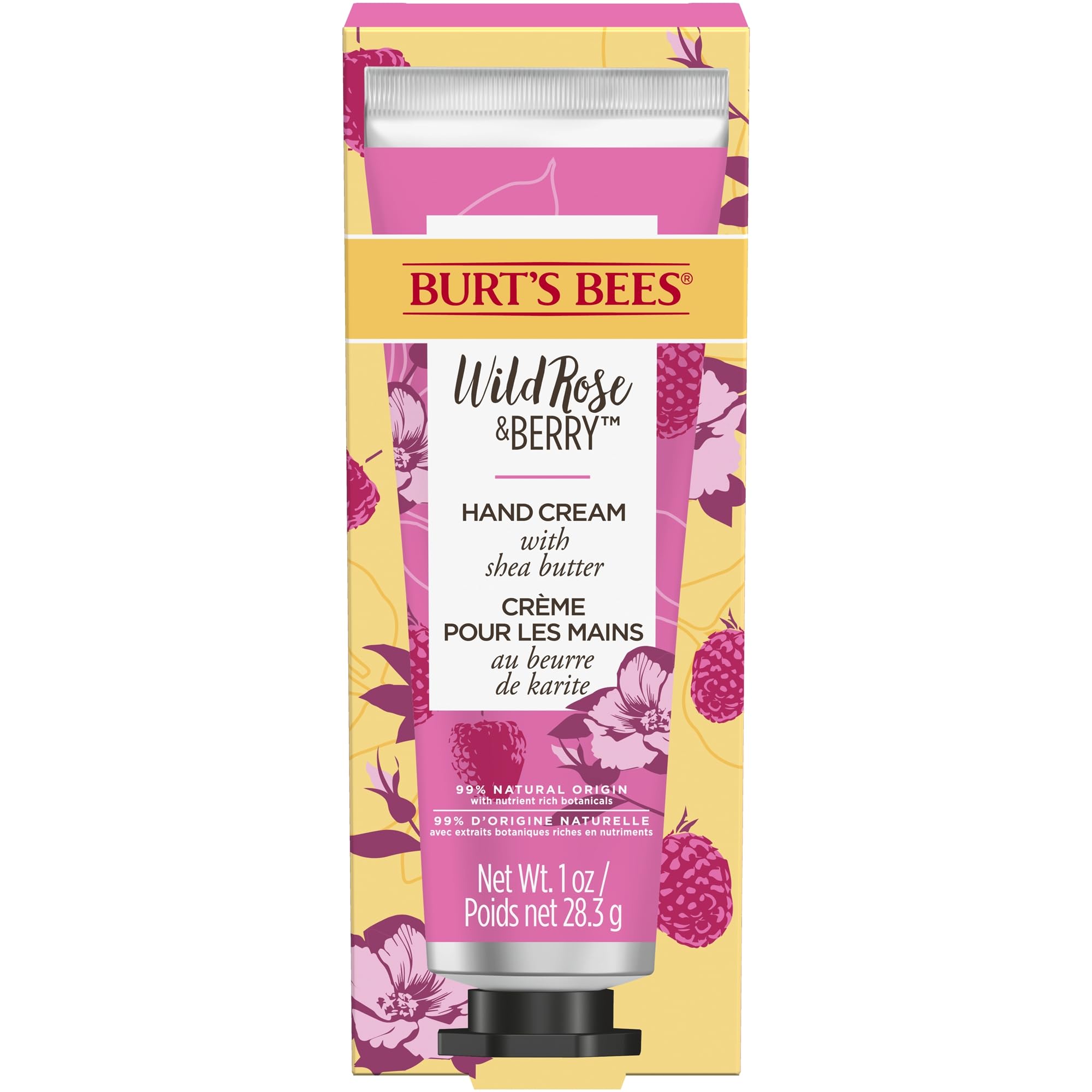 Burt’s Bees Handcreme für sehr trockene Hände, Wildrose &amp; Beere, Feuchtigkeitscreme mit pflegender Sheabutter, 28,3 g