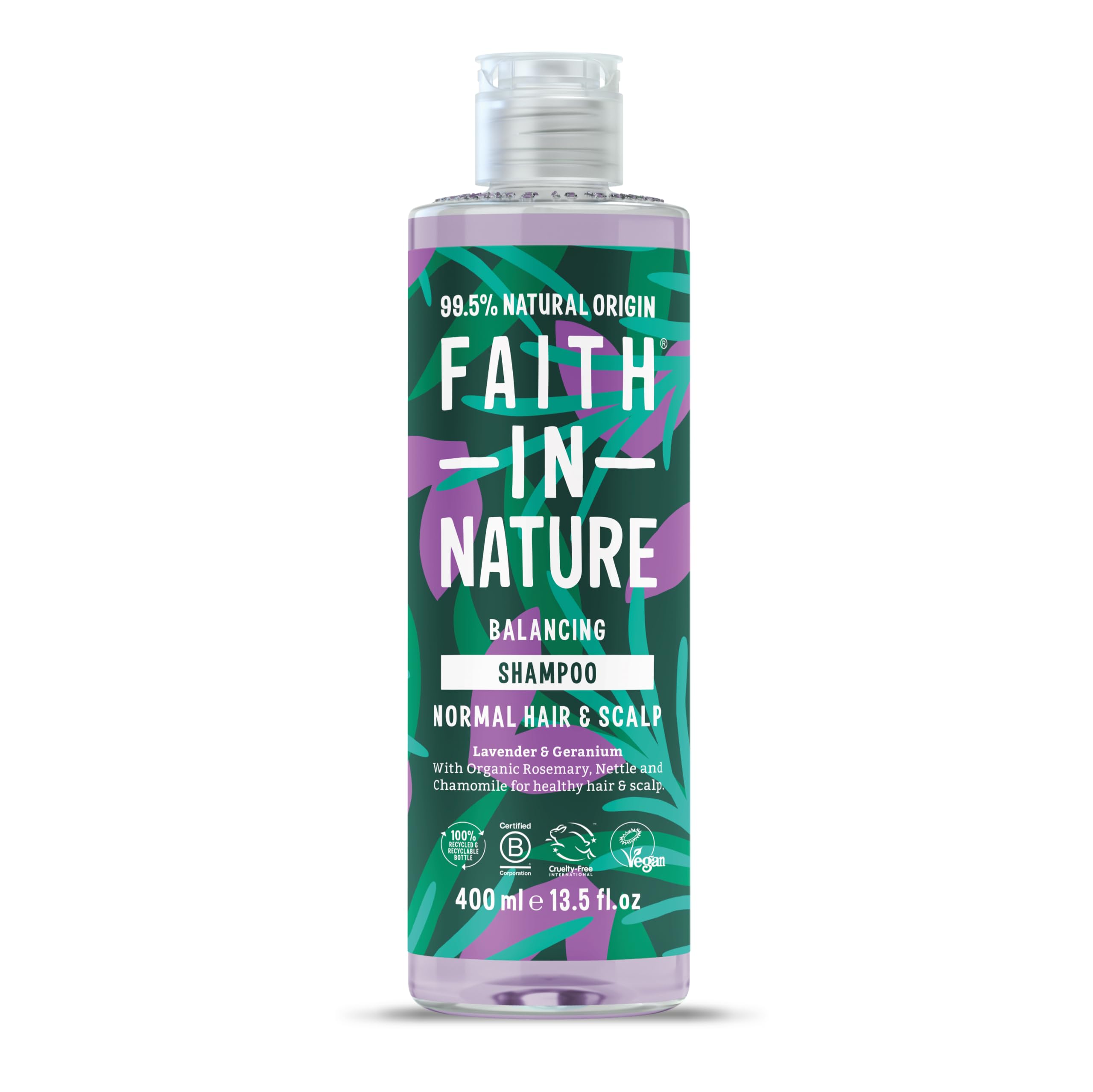 Faith In Nature Natural Lavender & Geranium Shampoo for Normal Hair & Scalp, Vegan, 400ml