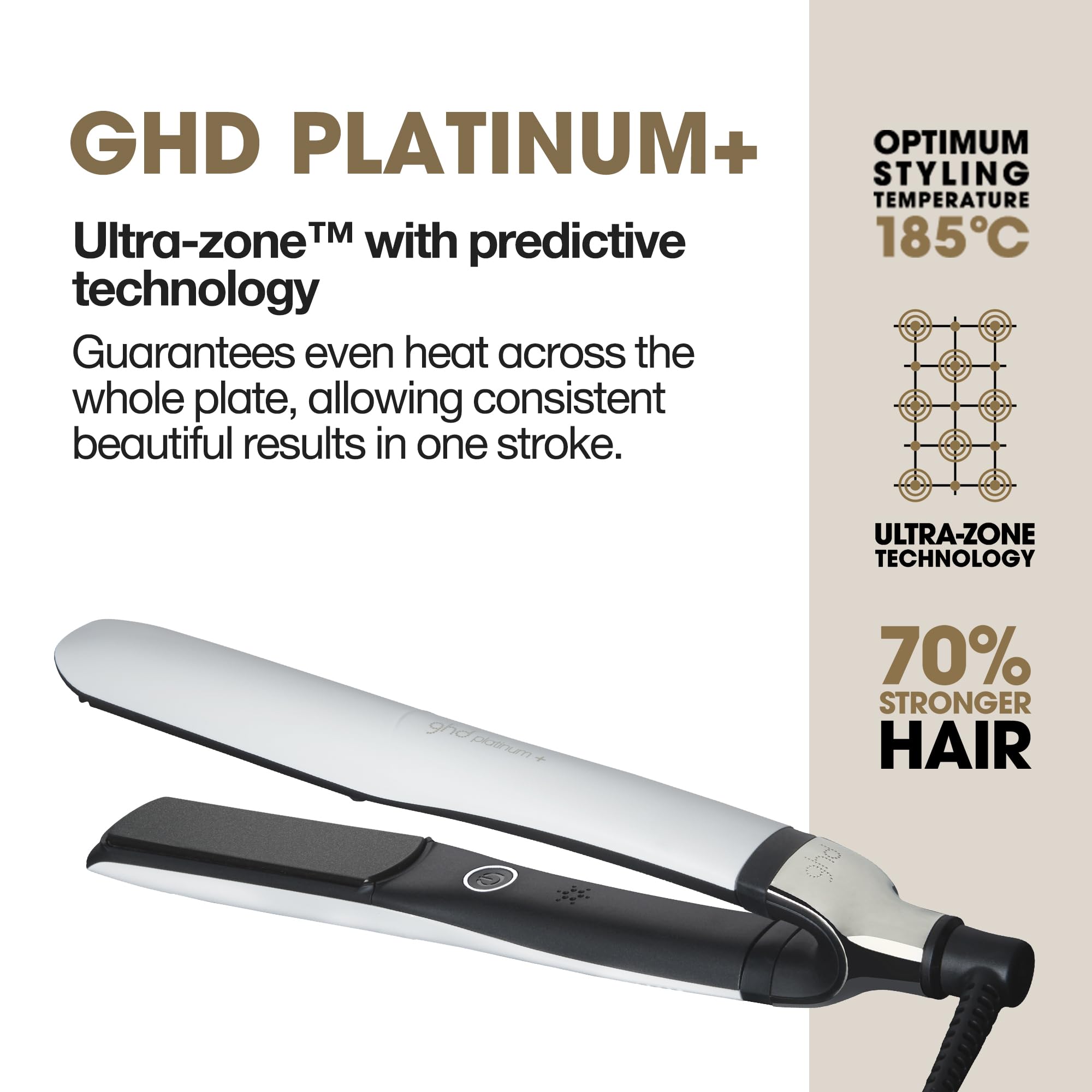 ghd Platinum+ Hair Straightener & Professional Styler in White (UK Plug) 3