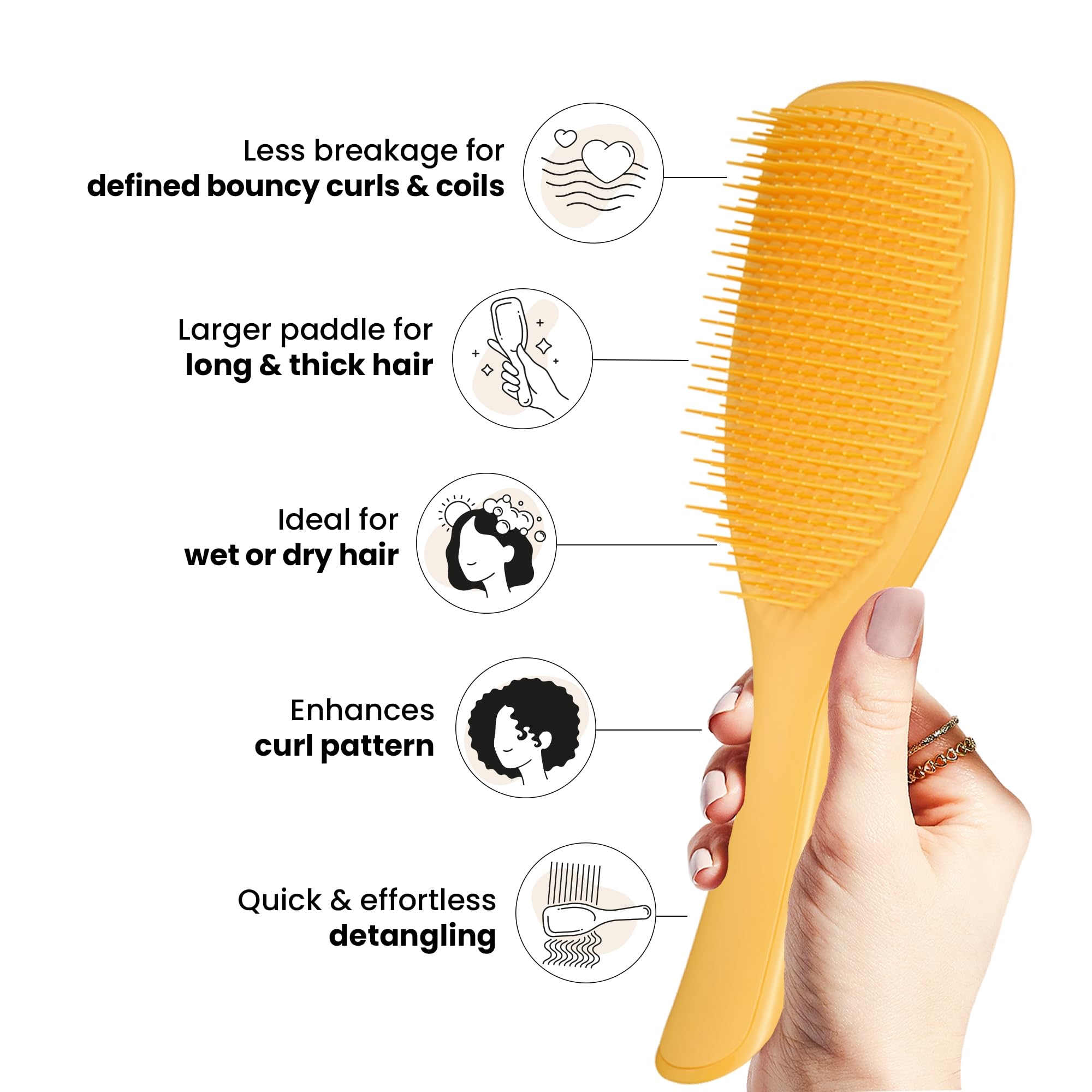 Tangle Teezer Large Naturally Curly Ultimate Detangler Hairbrush for 3C-4C Coils - Daffodil Yellow 5