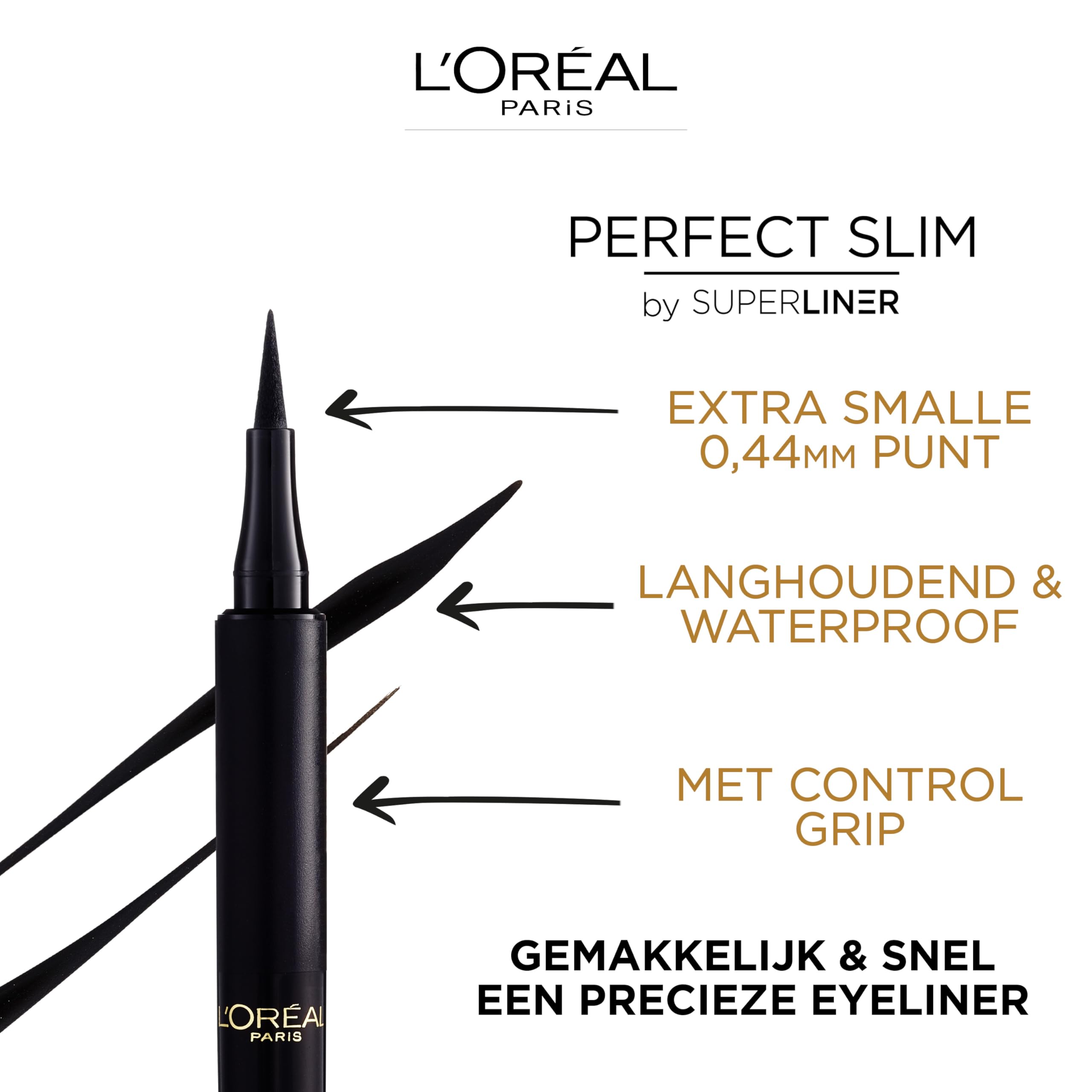 L'Oréal Paris Superliner Perfect Slim Flüssig-Eyeliner, langanhaltende, wischfeste Formel für einen intensiven Winged-Eye-Look, intensives Schwarz, präzise Applikationsspitze 5