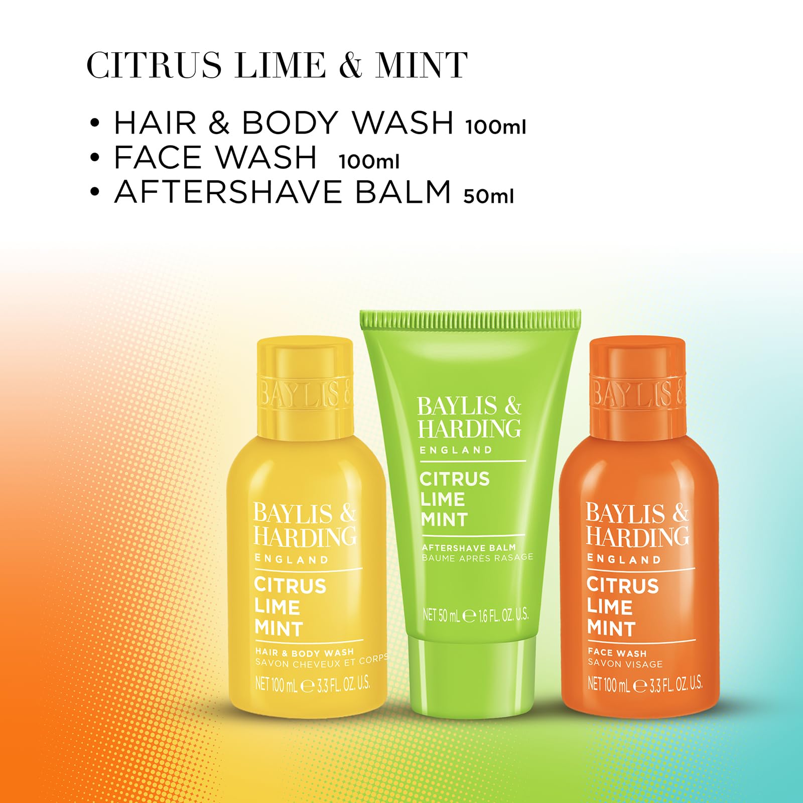 Baylis & Harding Citrus, Lime & Mint Men's Refreshing Essentials Trio Gift Set - Vegan 3