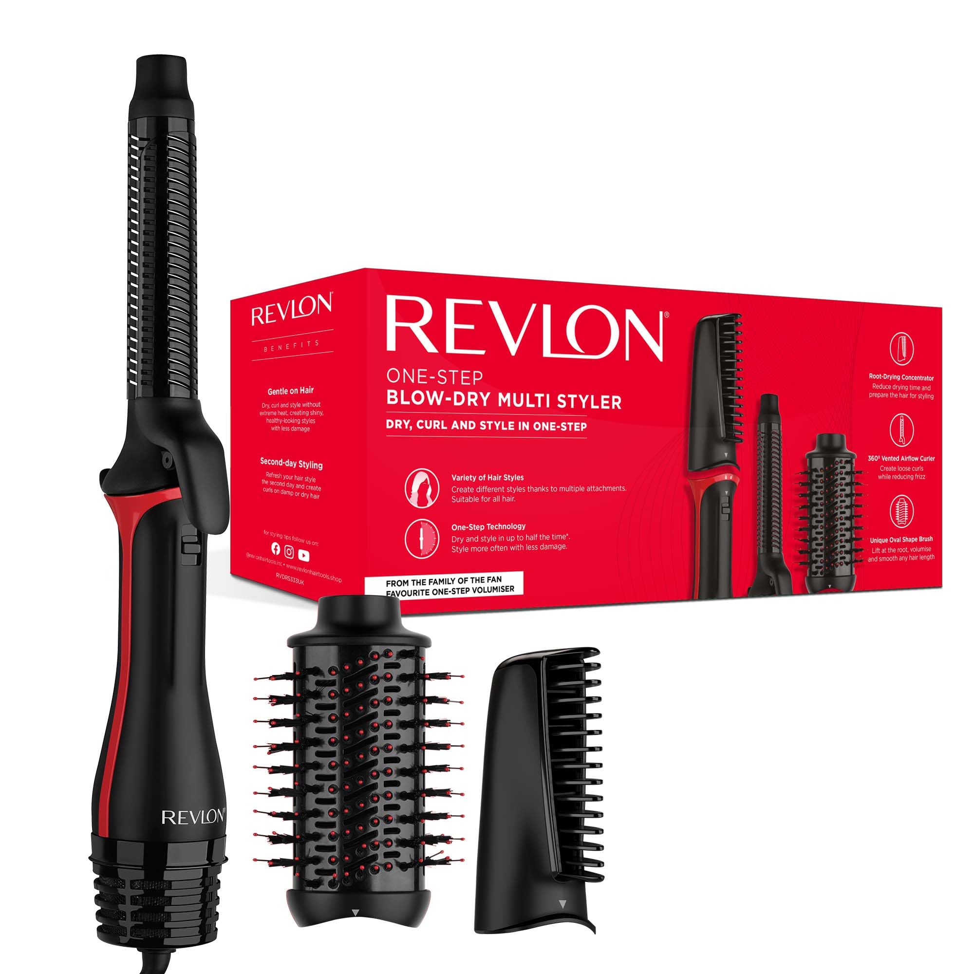 Revlon One-Step Blow-Dry Multi Styler – 3-in-1-Gerät – Trocknen, Locken und Volumen mit den 3 austauschbaren Aufsätzen (abnehmbarer Kopf, Lockenstab, Föhn, Stylingaufsatz) RVDR5333 8