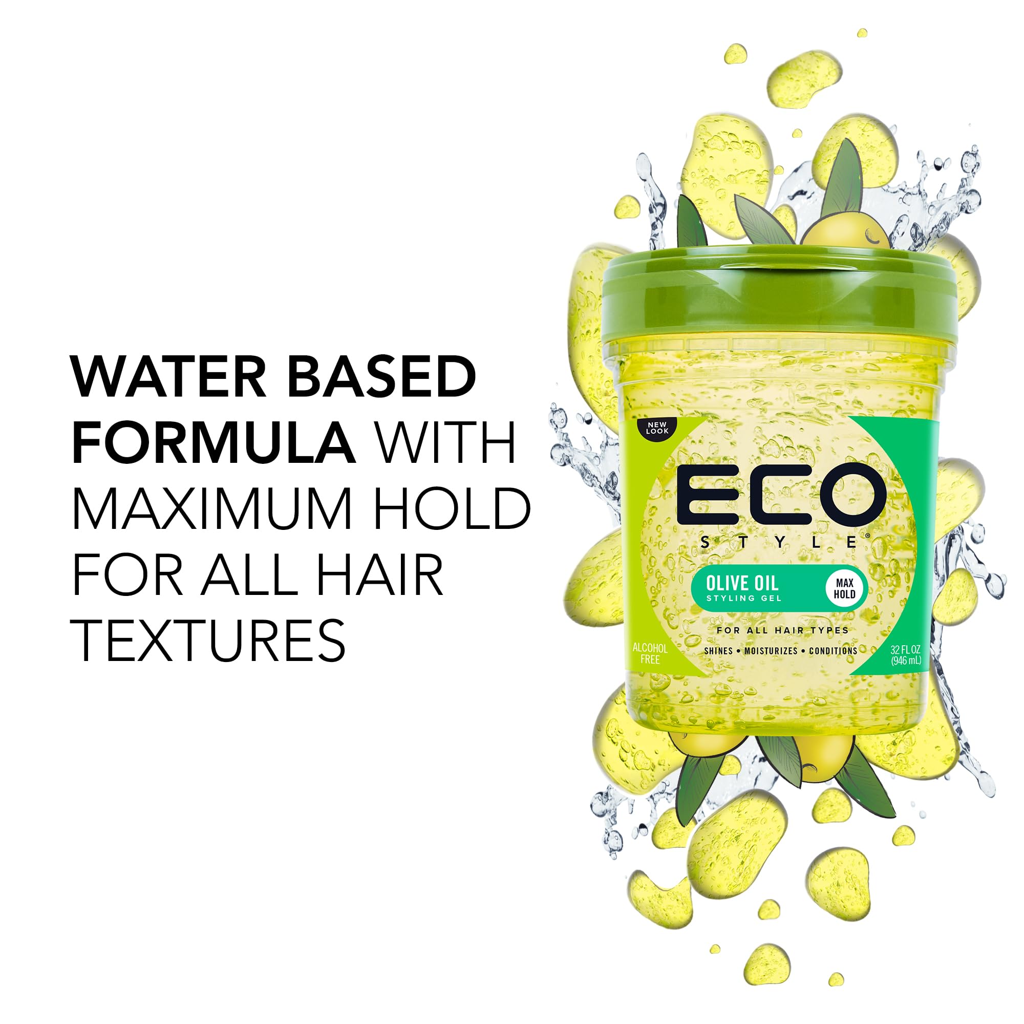 Eco Style Olive Oil Styling Gel for All Hair Types, 946 ml, Superior Hold 5