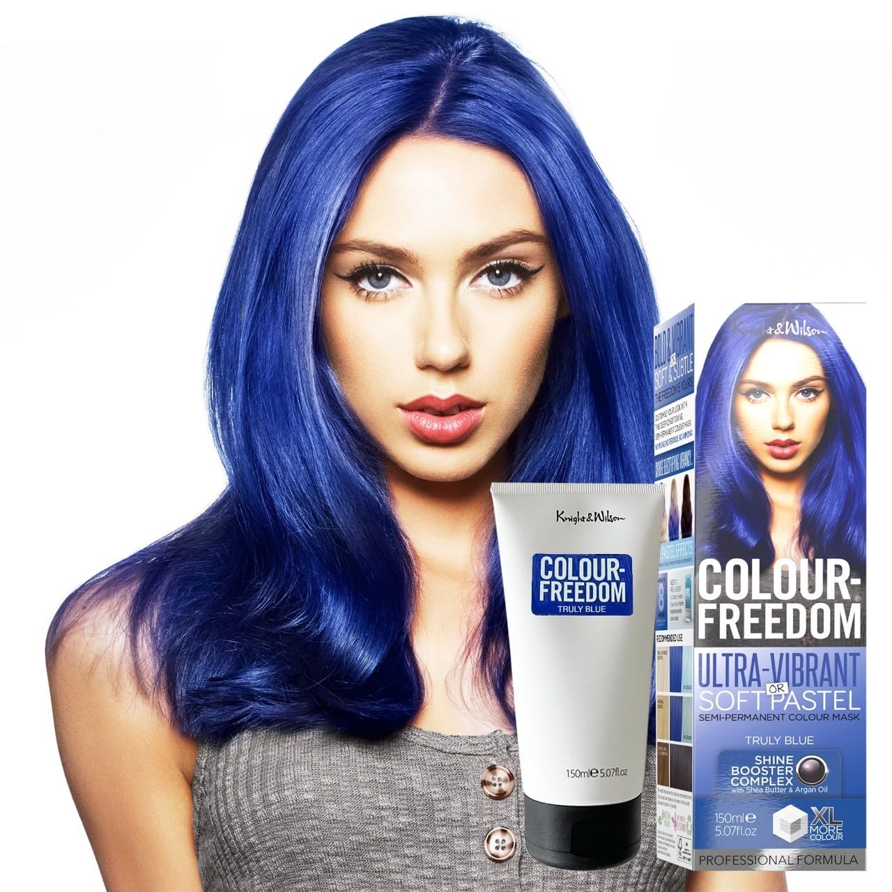 Knight & Wilson Colour-Freedom Truly Blue Semi-Permanent Hair Colour 150ml Vegan Friendly