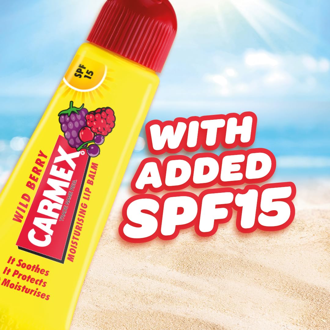 CARMEX Wild Berry SPF15 Lip Balm Tube - Hydrating, Tingle-Free Sun Protection 8