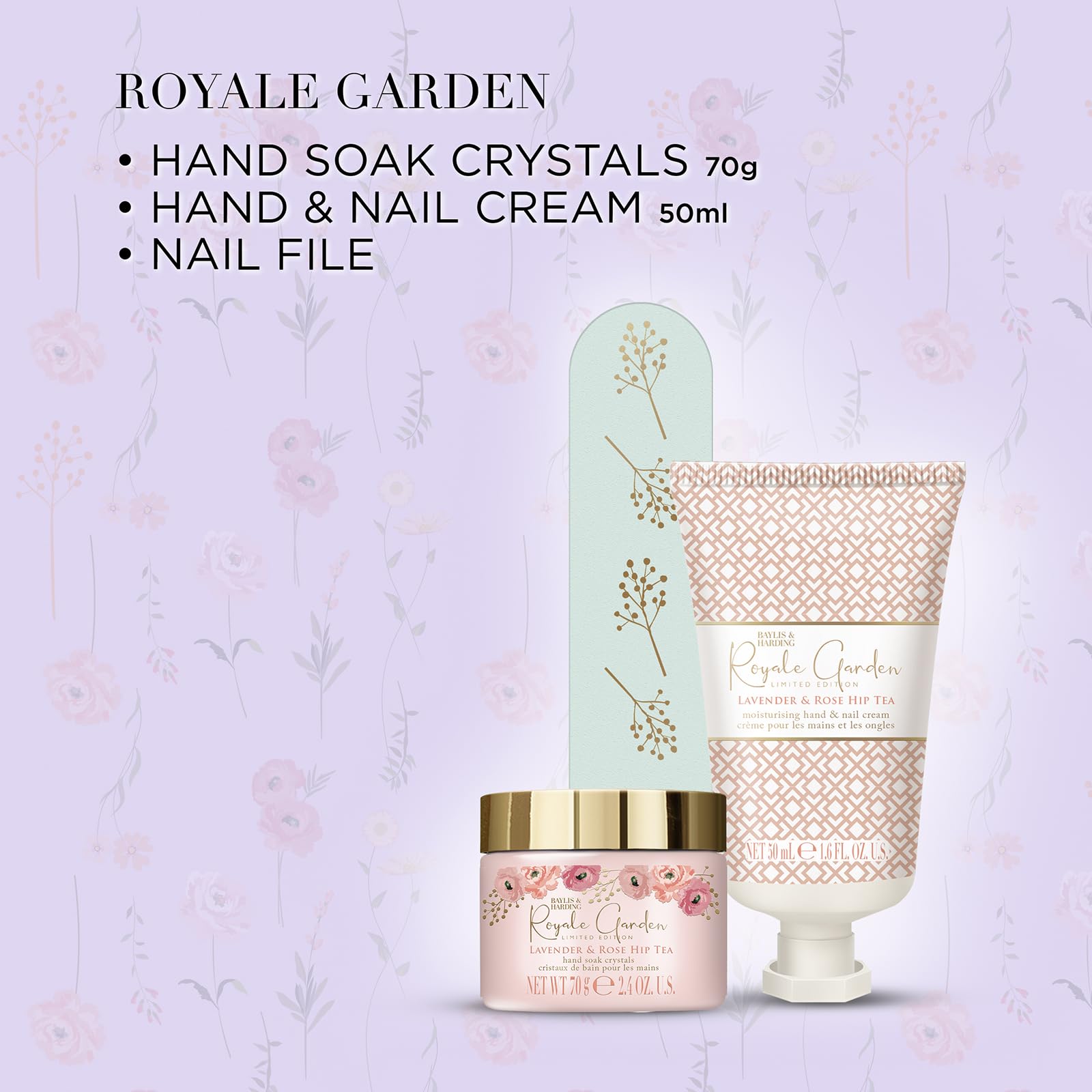 Baylis &amp; Harding Royale Garden Lavendel- &amp; Hagebuttentee Luxus-Maniküre-Geschenkset (1 Stück) - Vegan 3