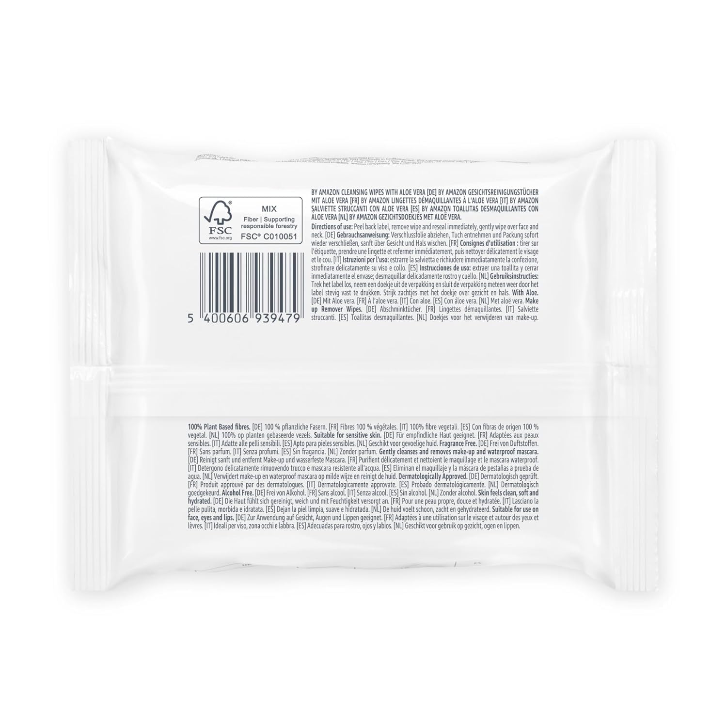 by Amazon Fragrance-Free Face Cleansing Wipes with Aloe Vera for Sensitive Skin