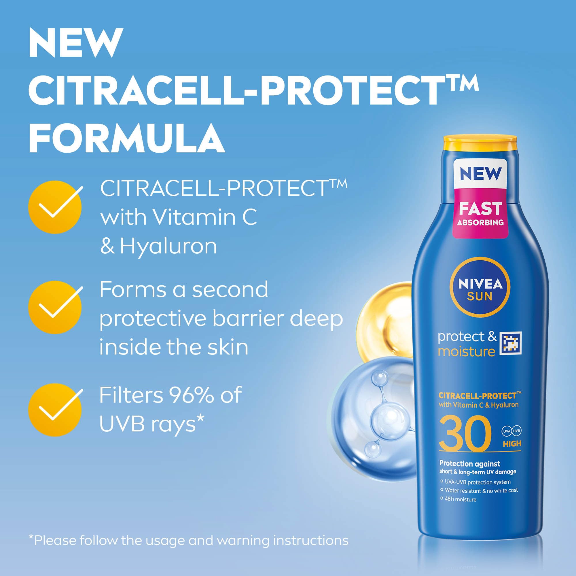 NIVEA SUN Protect & Moisture Sun Lotion SPF 30 with Vitamin E, 48H Moisture, 200 ml 4