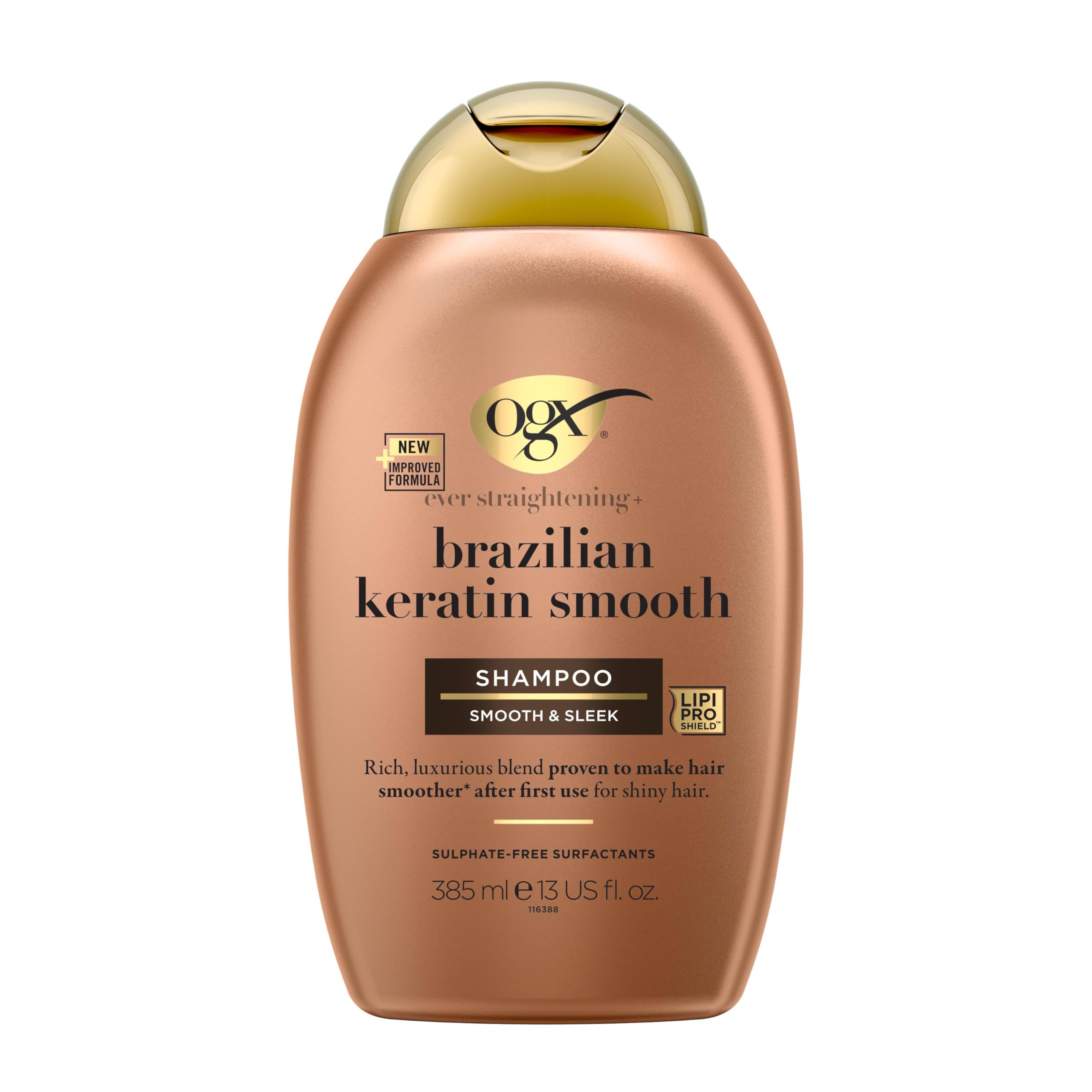 OGX Brazilian Keratin Smooth Shampoo for Strengthening and Softening Hair, 385ml
