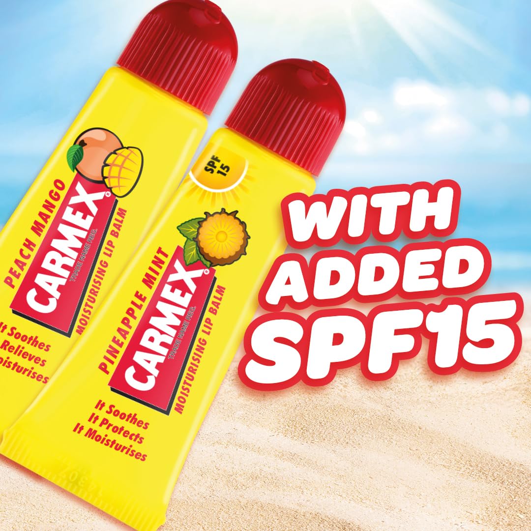 Carmex SPF 15 Lip Balm Set: Pineapple Mint & Peach Mango Hydration Duo