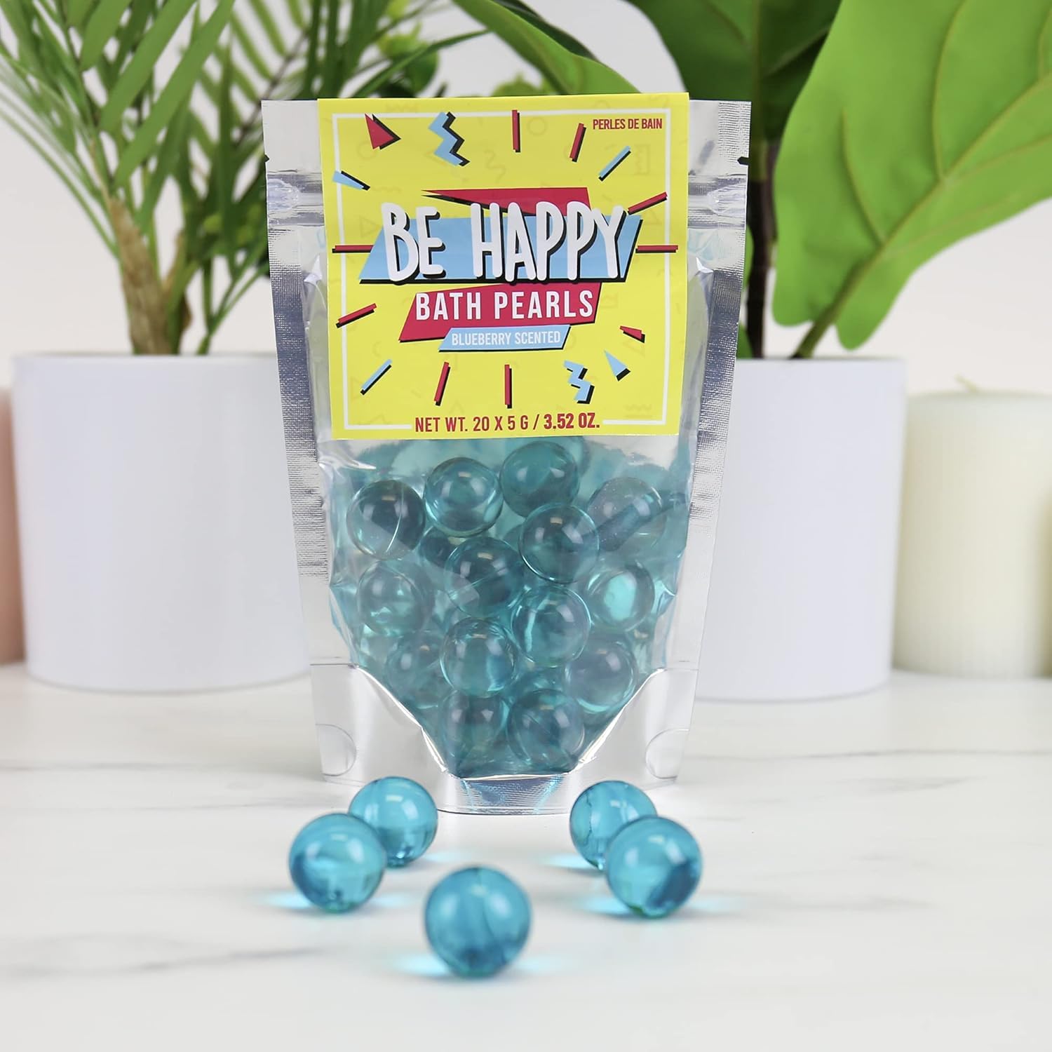 Gift Republic Be Happy 20-Pack Blueberry Scented Bath Pearls with Moisturizing Oil 4