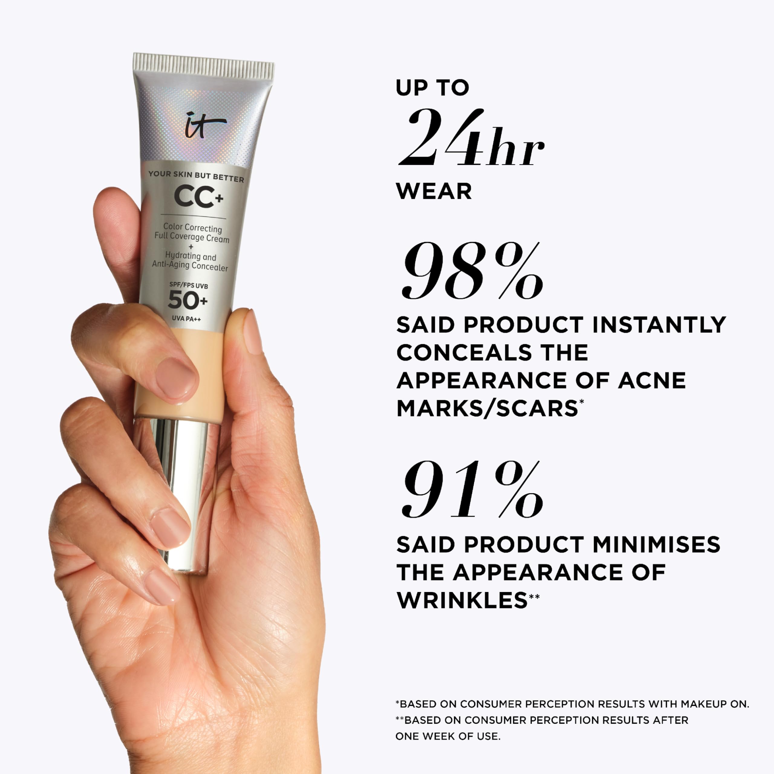 IT Cosmetics CC+ Cream SPF 50+ Travel Size - Light Medium - Full Coverage Foundation 7
