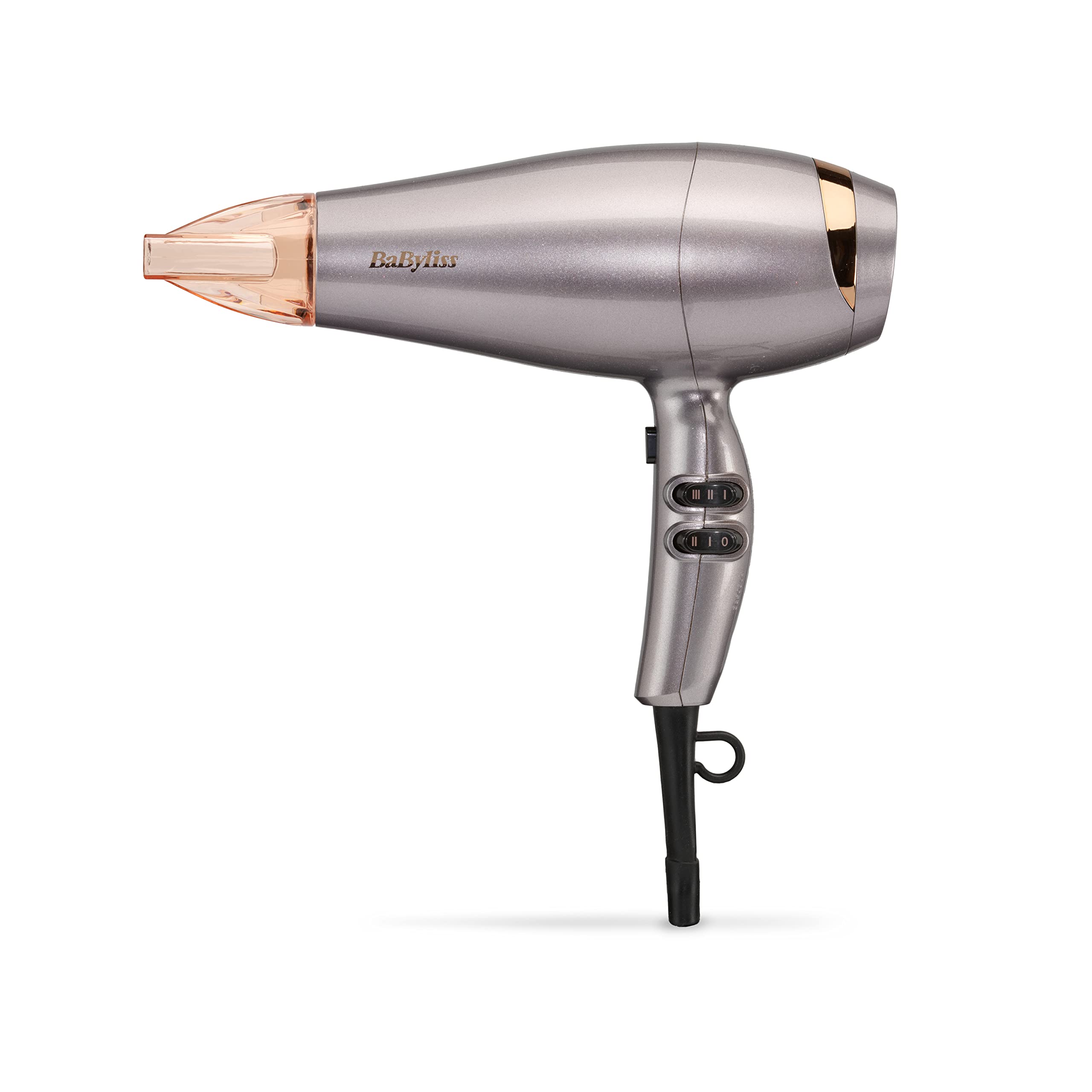 BaByliss Shimmer Haartrockner – 2100 W Professioneller Ionen-Haartrockner, leichter Reisehaartrockner, schnelltrocknender Keramik-Haartrockner, 3 Heiz- und 2 Gebläsestufen, Silber, 5336BU