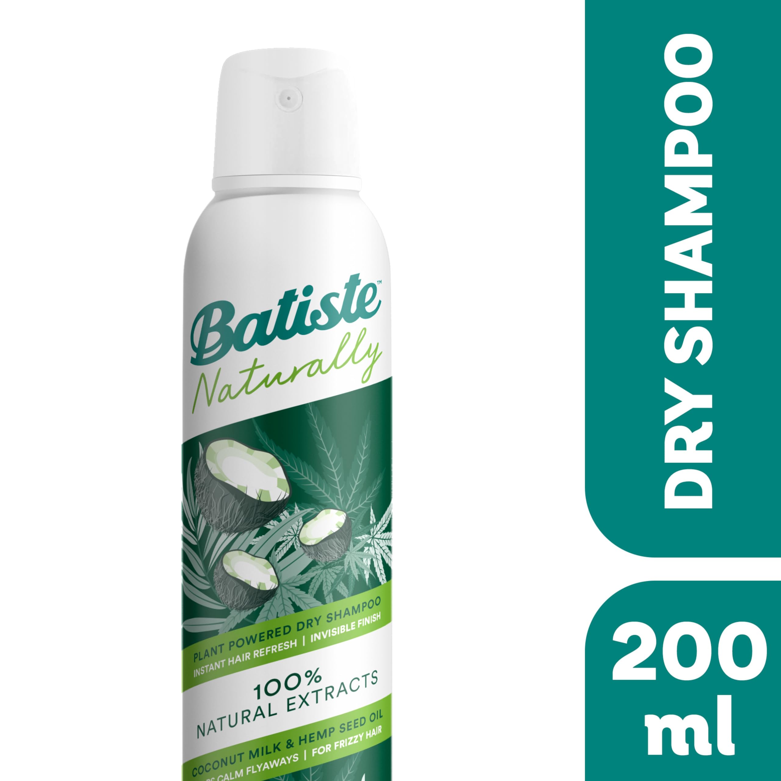Batiste Naturally Coconut Milk & Hemp Seed Oil Dry Shampoo for Instant Refreshment 200ml