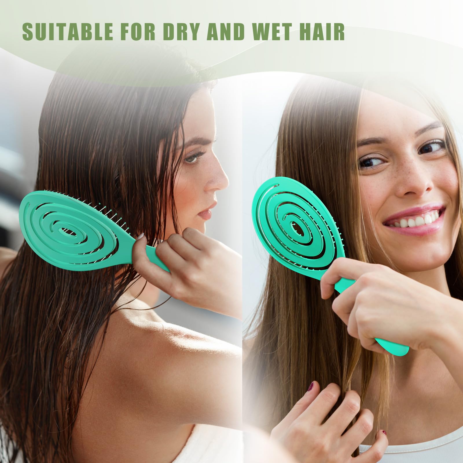 SHINLEA Anti-Tangle Spiral Hair Brush for Wet & Dry Detangling and Scalp Massaging (Green) 5