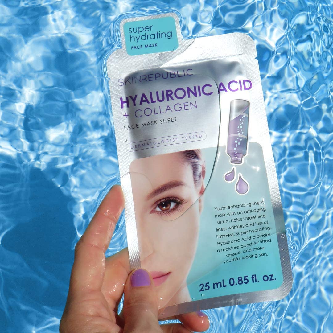 Skin Republic Hyaluronsäure + Kollagen Tuchmaske: Klinisch erwiesen für 48 Stunden langanhaltende Feuchtigkeit. Hergestellt in Korea. 5
