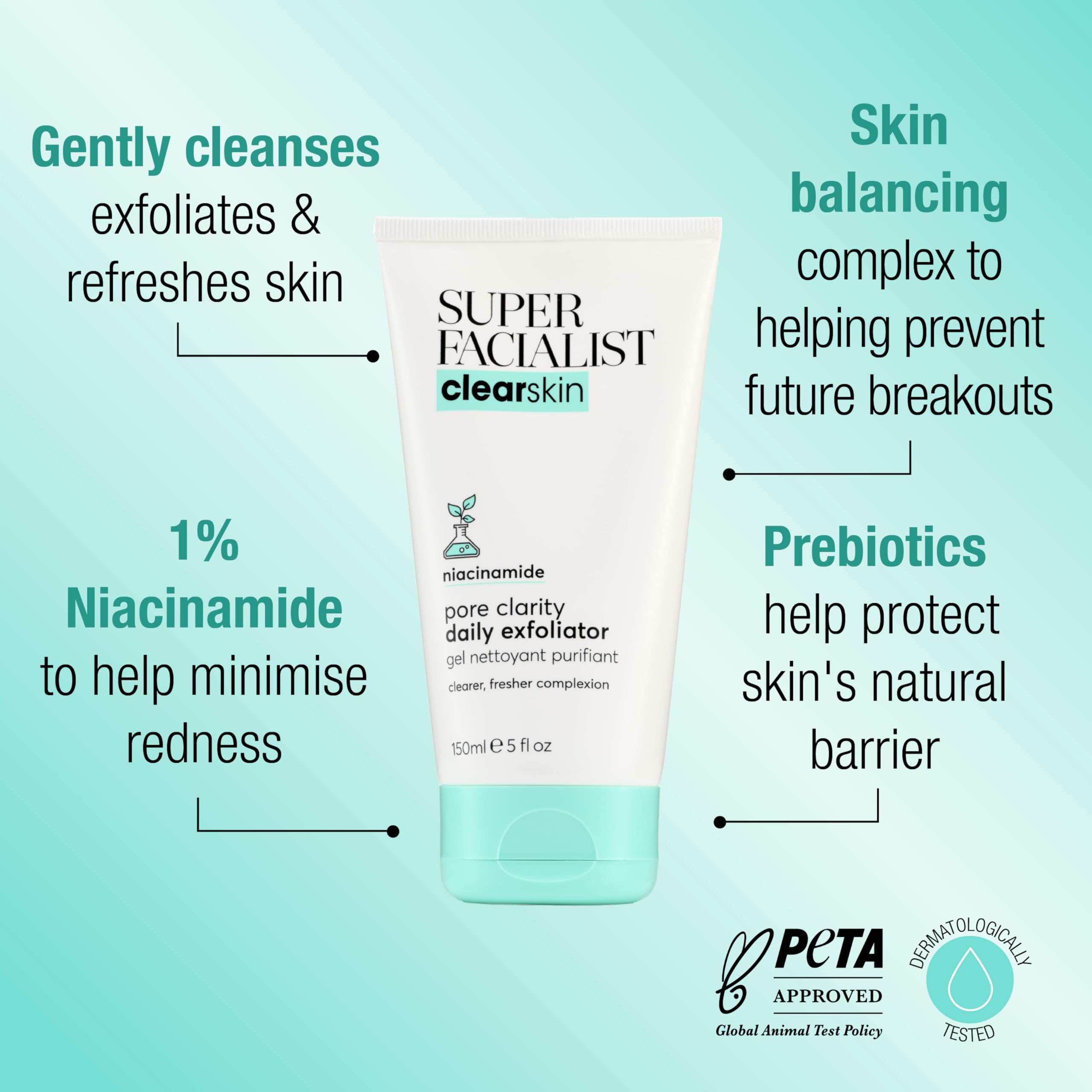 Super Facialist Clear Skin Pore Clarity Daily Exfoliator 150ml with Niacinamide & Tea Tree Oil 2
