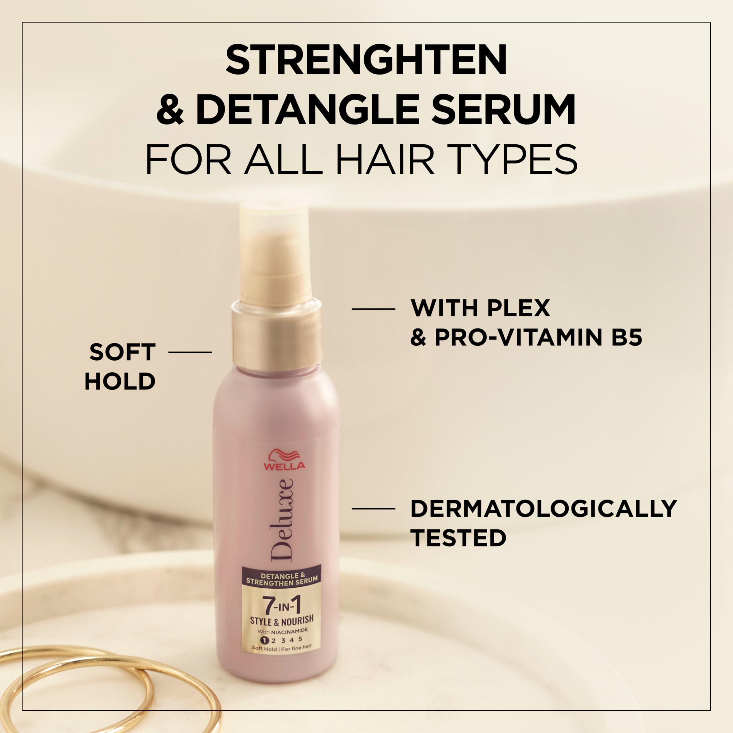 Wella Deluxe Entwirrungs- und Stärkungsserum | Anti-Frizz | Feuchtigkeitsspendend | Mit Tapiokastärke | Für alle Haartypen | Plex &amp; Provitamin B5 | Flexibler Halt | 7-in-1 Styling &amp; Pflege, 100 ml 5